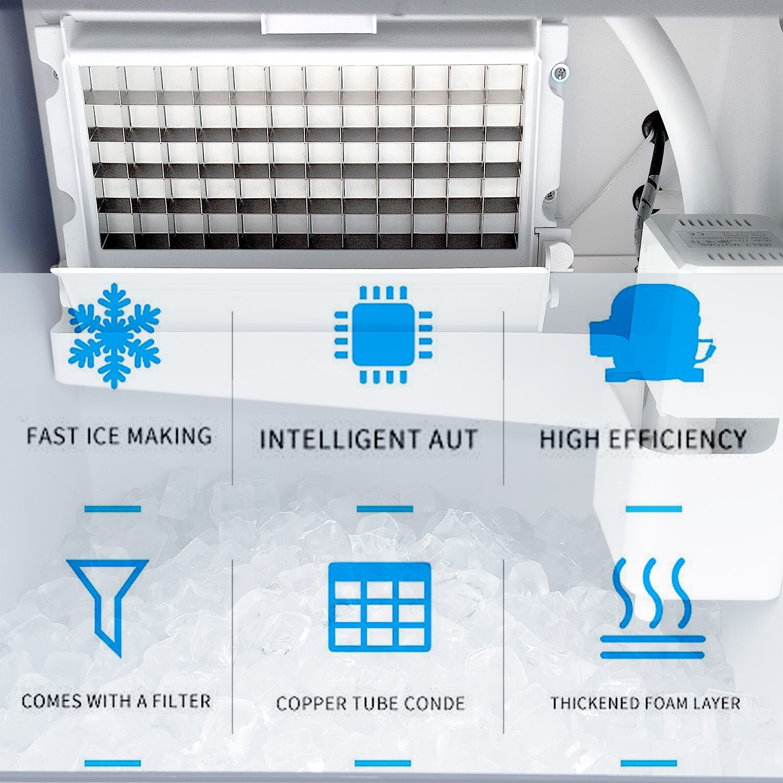 Commercial Ice Cube Maker Cube Ice Machine Automatic Ice Machine-132 LBS/Day