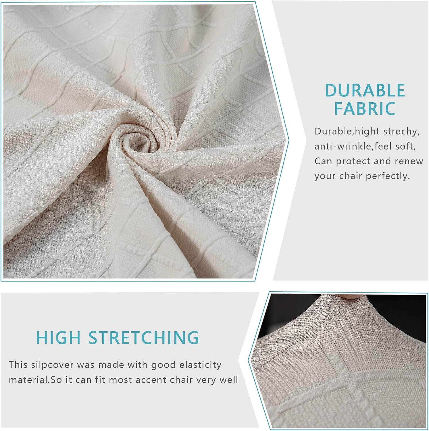 Armless Accent Slipper Chair Cover Slipcover,Stretch Spandex Removable Jacquard