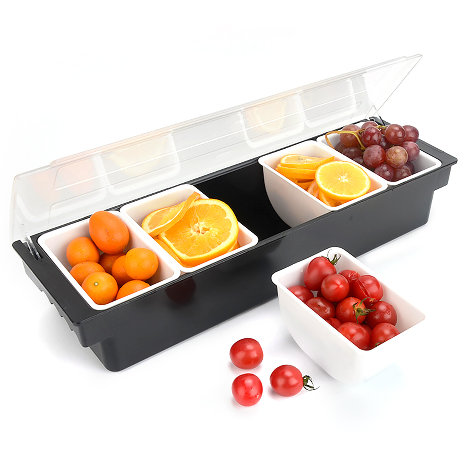 Condiment Tray Bar Caddy 3/4/5 Compartments Garnish Station Food Tray Bar Holder