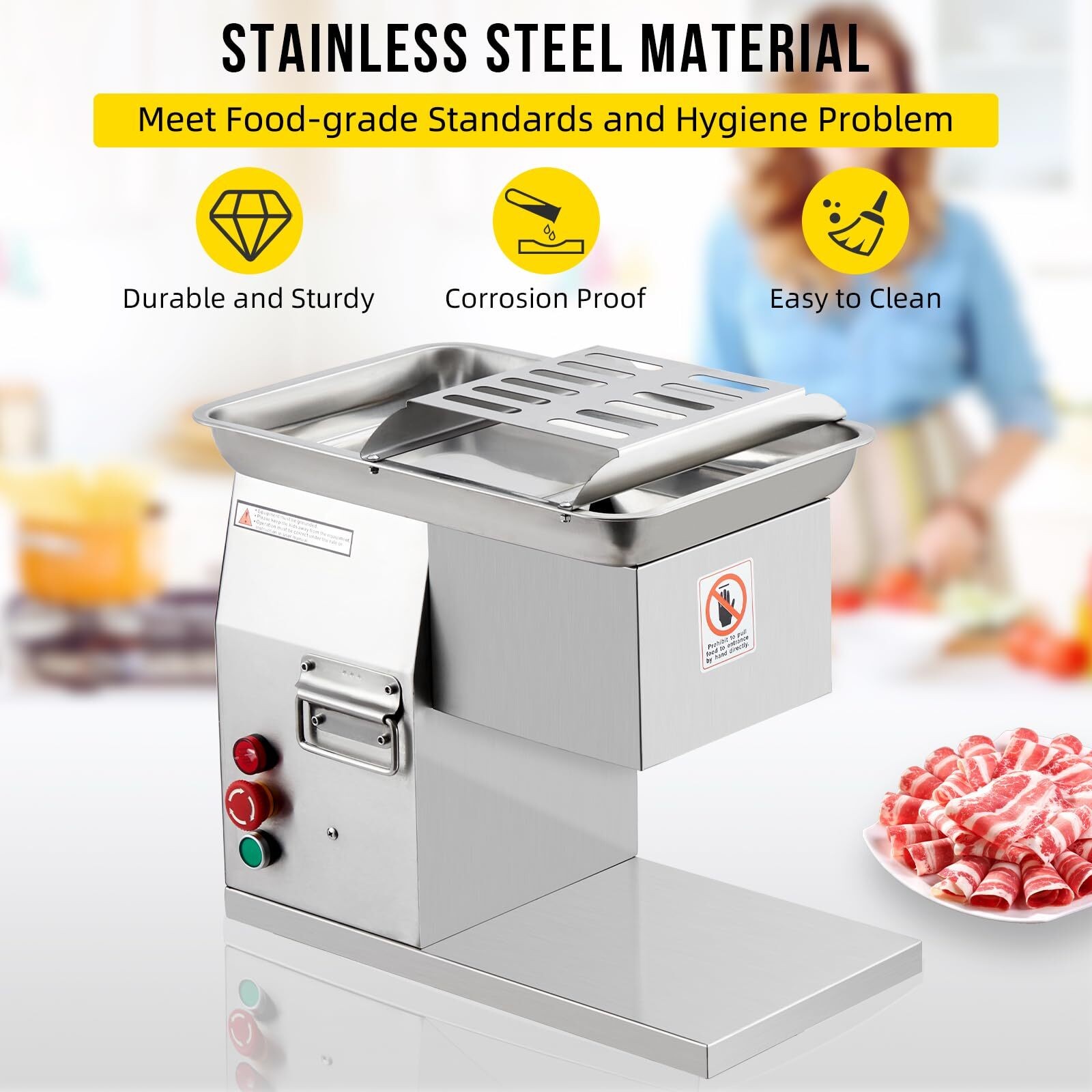 Commercial Stainless Steel Meat Slicer Cutting Machine Up to 250kg(551lb)/H
