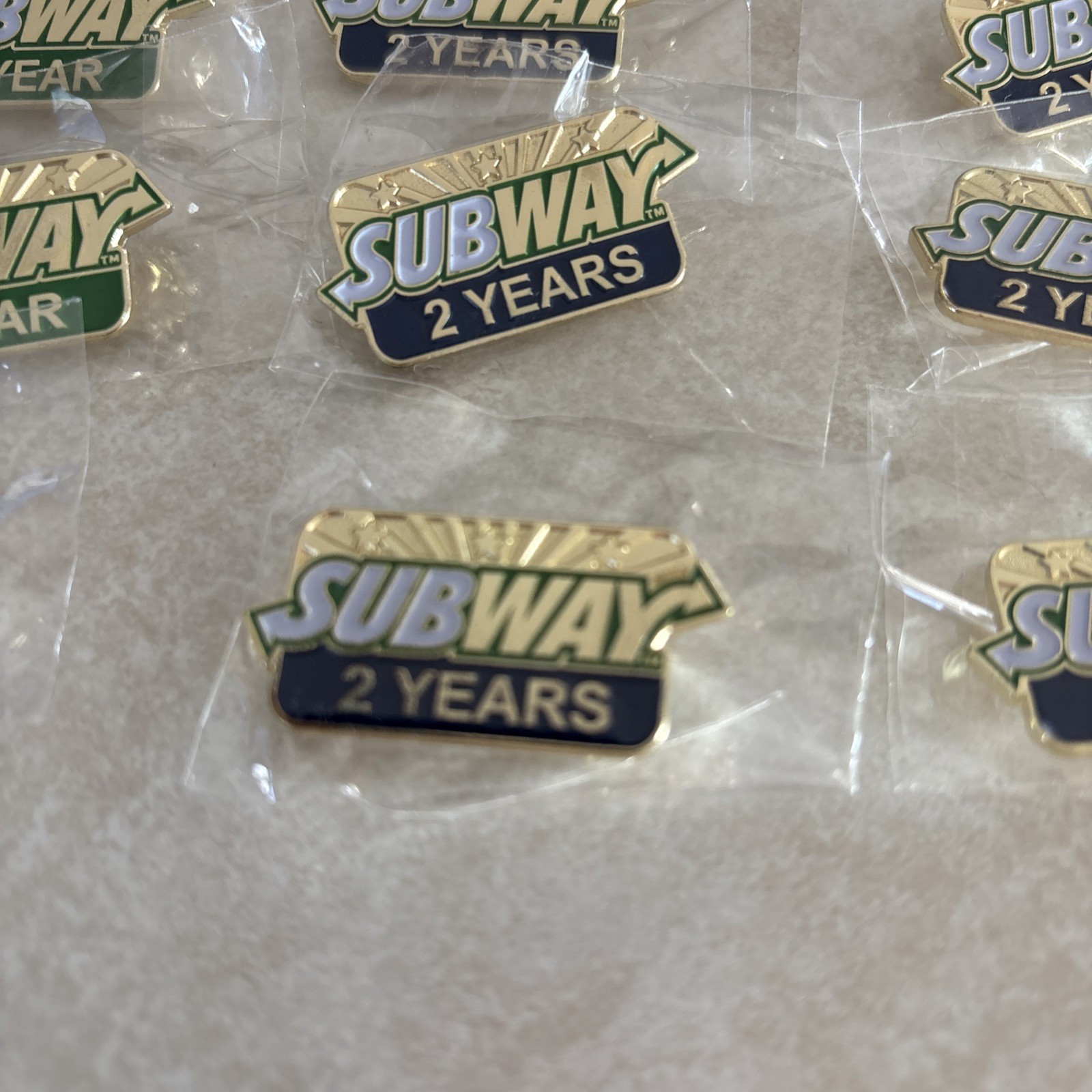 Lot 20 Subway Sandwich Restaurant Employee Service Award Pin 1 Year 2 Year NEW