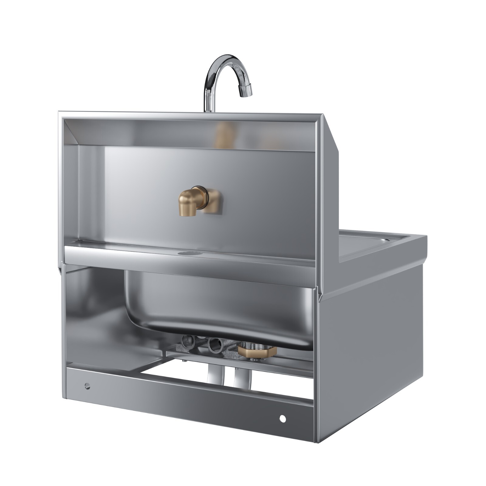 Stainless Steel Hands Free Wall Mounted Hand Sink 17 in x 15 in with double knee