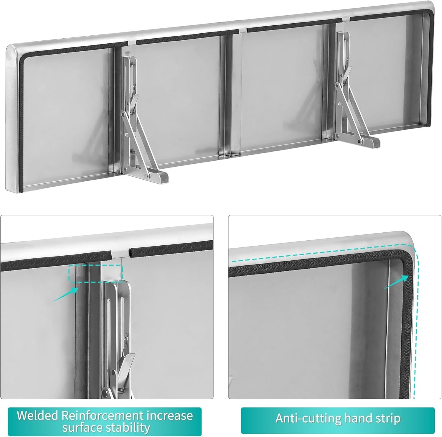 Concession Shelf 36″L x 12″W，22 gauge ASTM 304 Stainless Steel Folding Servin…