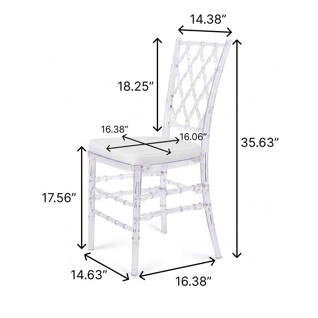 Set of 3 Fully Assembled Transparent Crystal Dining Chair for Wedding ,party.