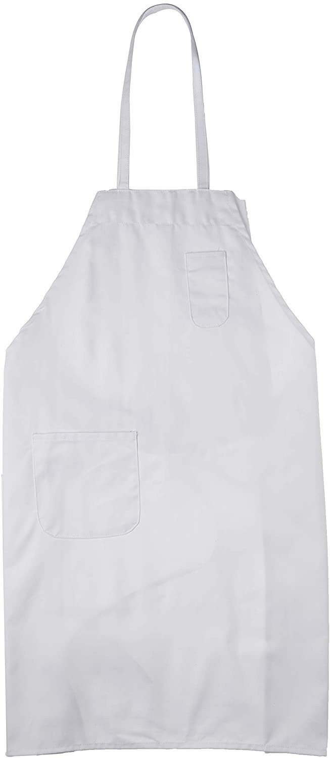 Winco BA-PWH Full Length Bib Apron with Pocket, White,Medium
