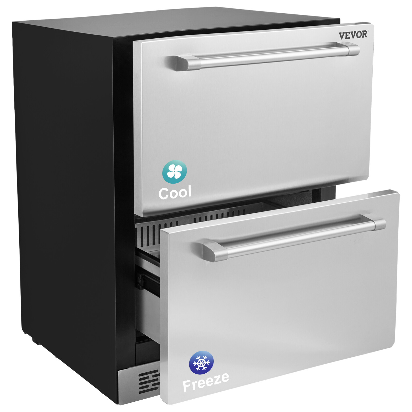 VEVOR Undercounter Refrigerator 24″ Built-in 2 Drawer Refrigerator Chill Freeze