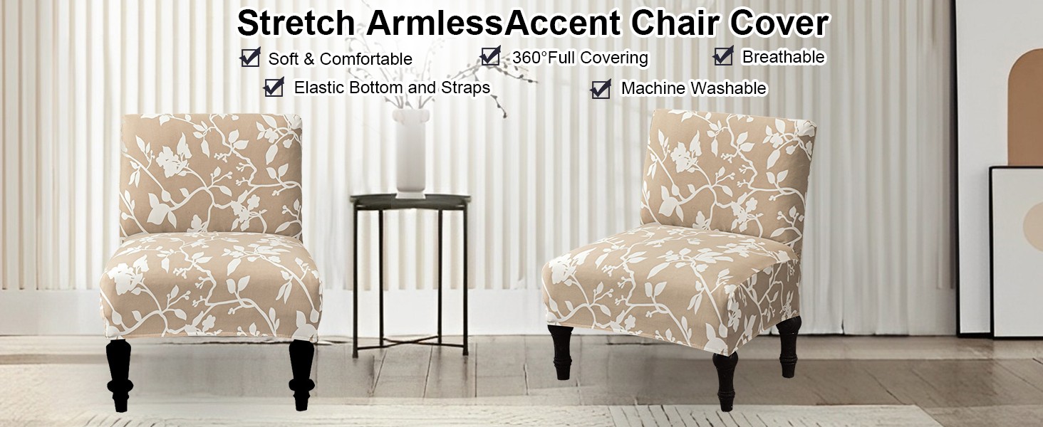 Armless Chair Slipcover Removable Armless Accent Chairs Covers Washable Armless