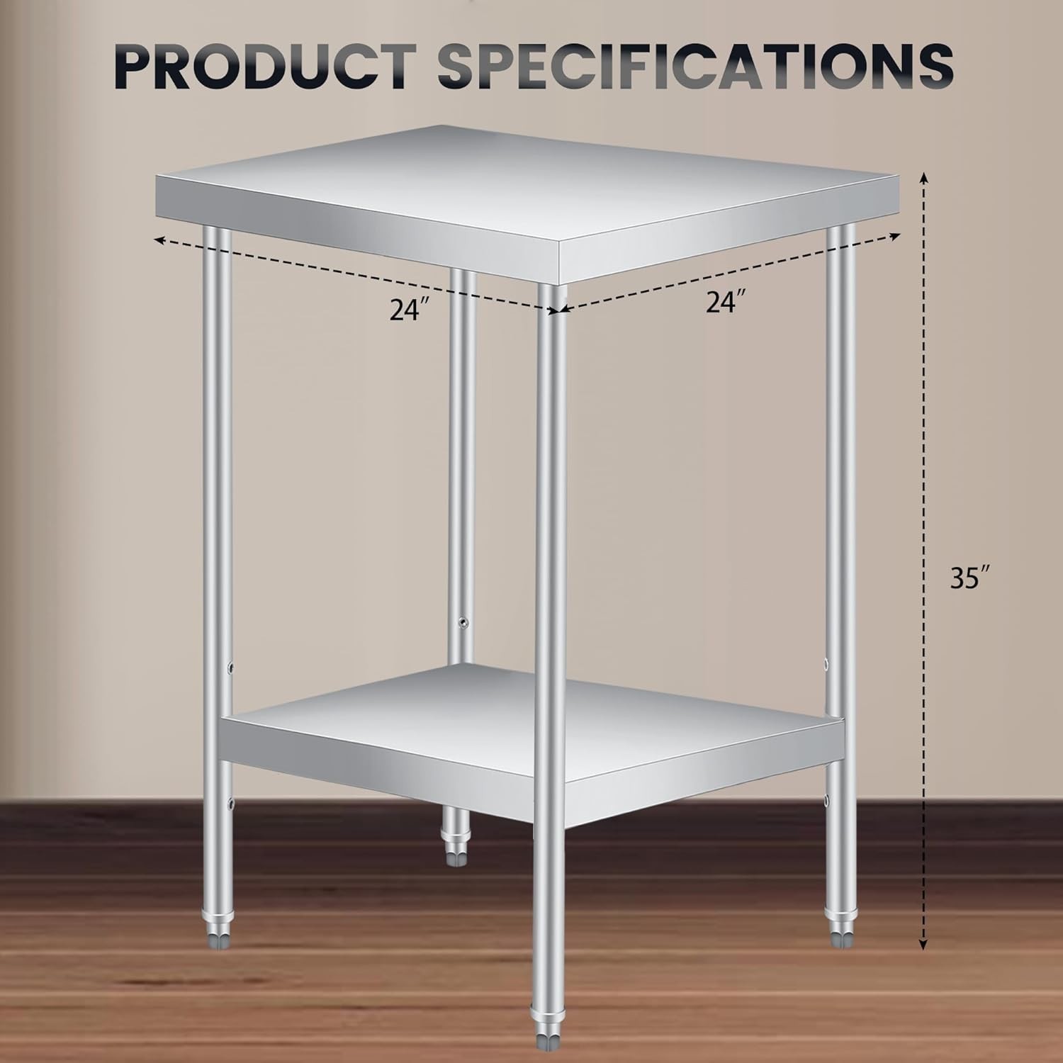 Stainless Steel NSF Commercial Kitchen Work Food Prep Table 12/14/18/24/30 In
