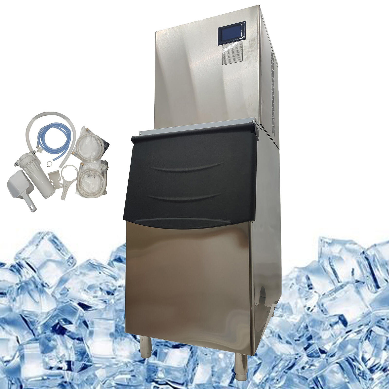 250KG/24H 110V Ice Maker Commercial Air Cooling Ice Cube Machine 100KG Storage