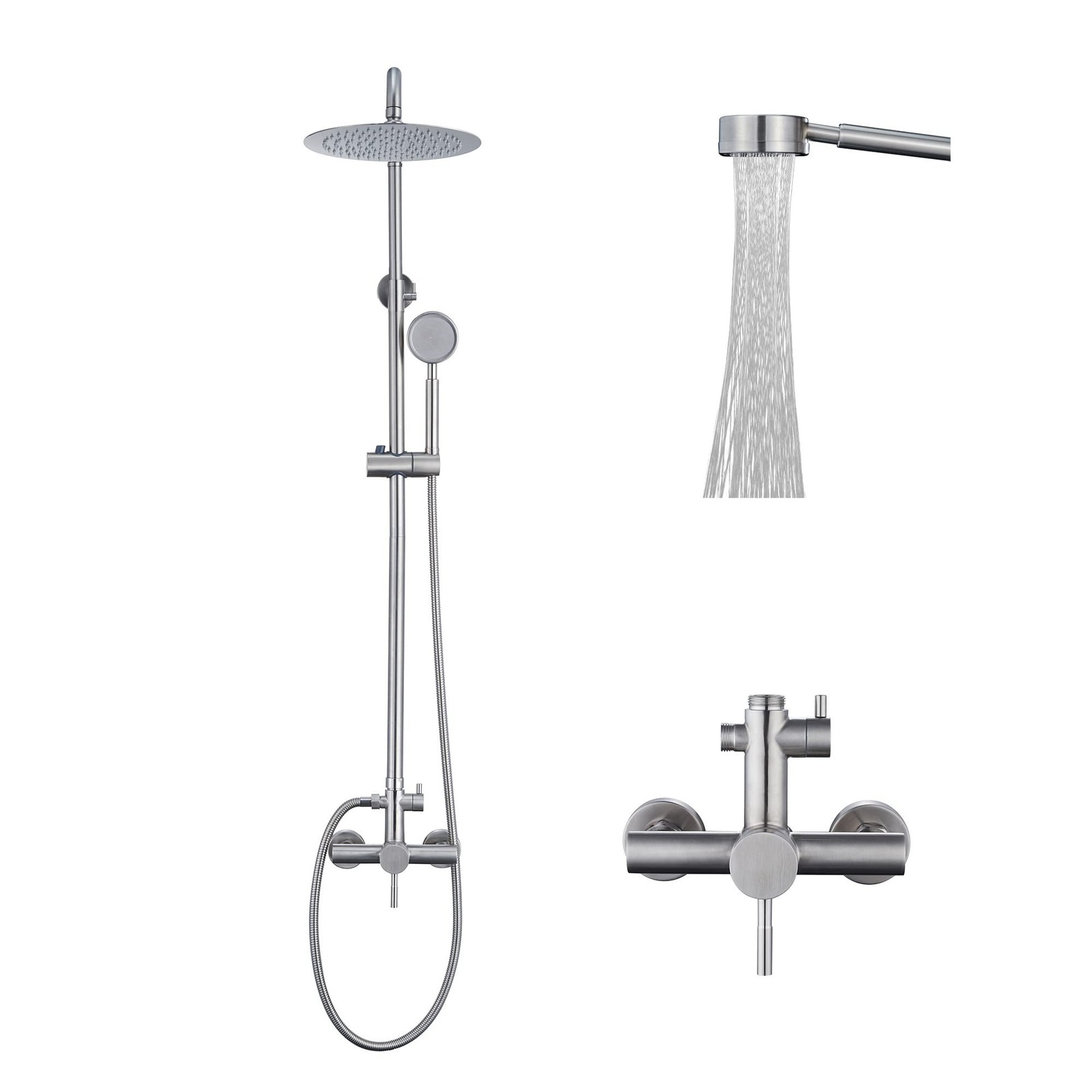 SS304 Shower Faucet Set – Outdoor Kit – Outdoor Fixtures with Brushed Nickel …