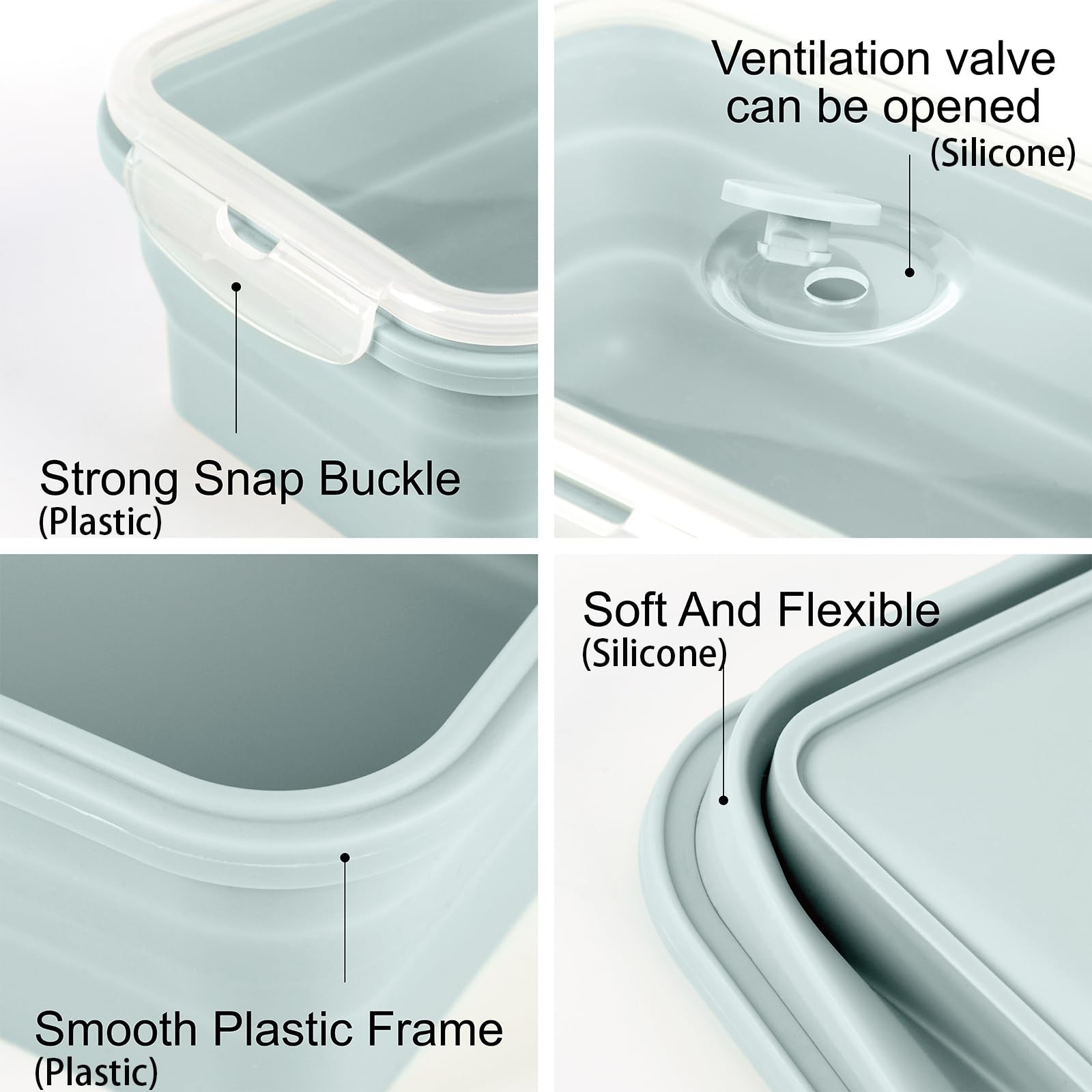 Cuisitool Extra Large Silicone Food Storage Containers Lids 4 Pack Set