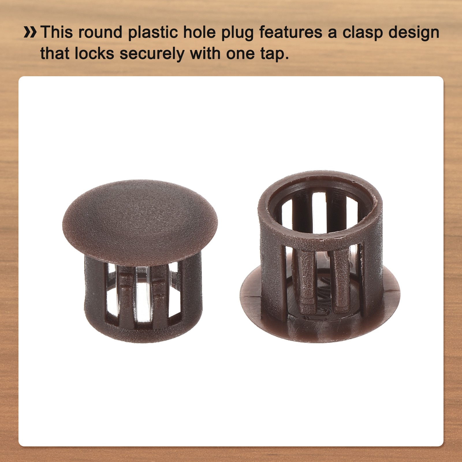 32Pcs 10mm Brown Nylon Plastic Round Locking Hole Plugs Insert End Cap