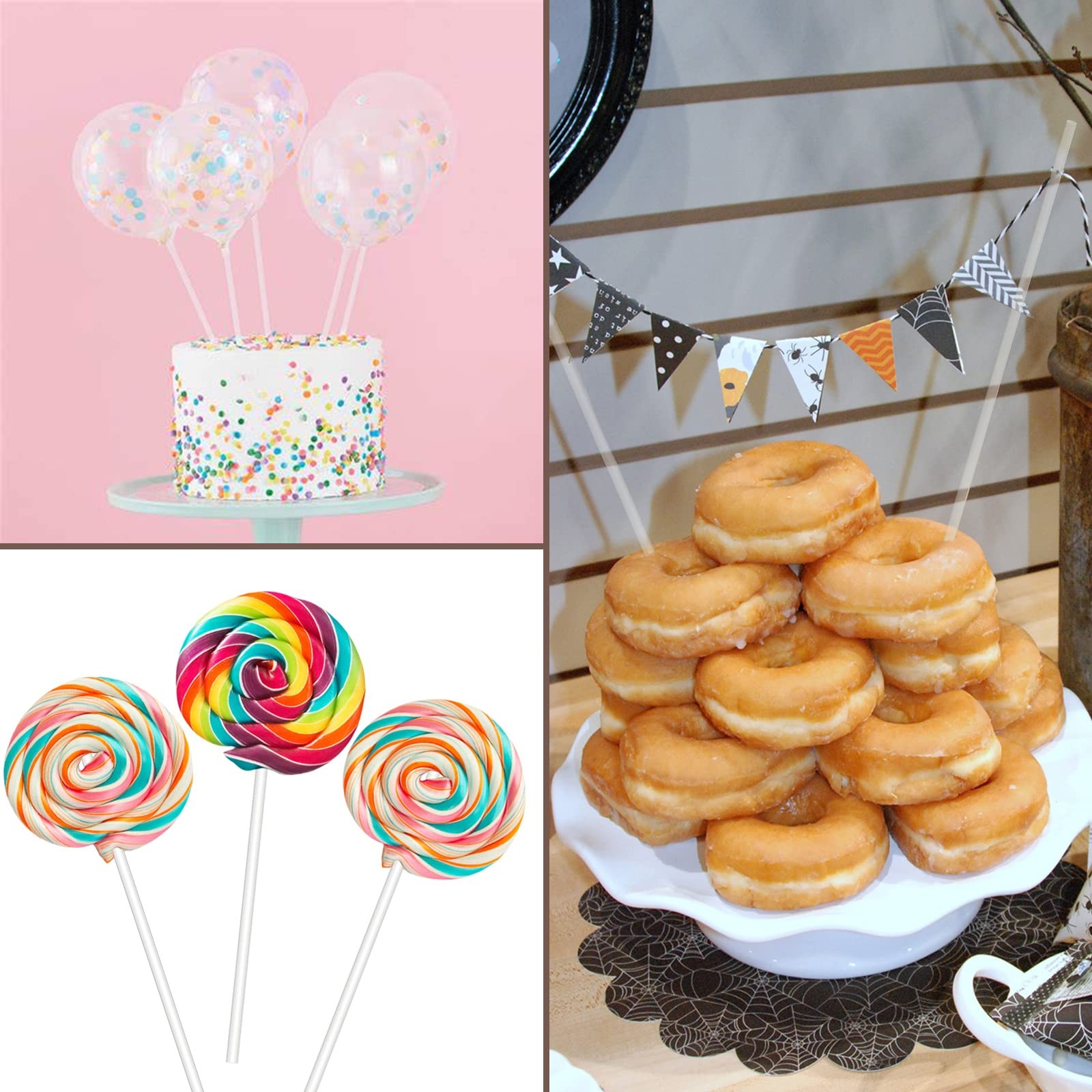 30 PCS 0.25×12.2 Inch Clear Round Acrylic Dowel Rod Cake Pop Treat Sticks