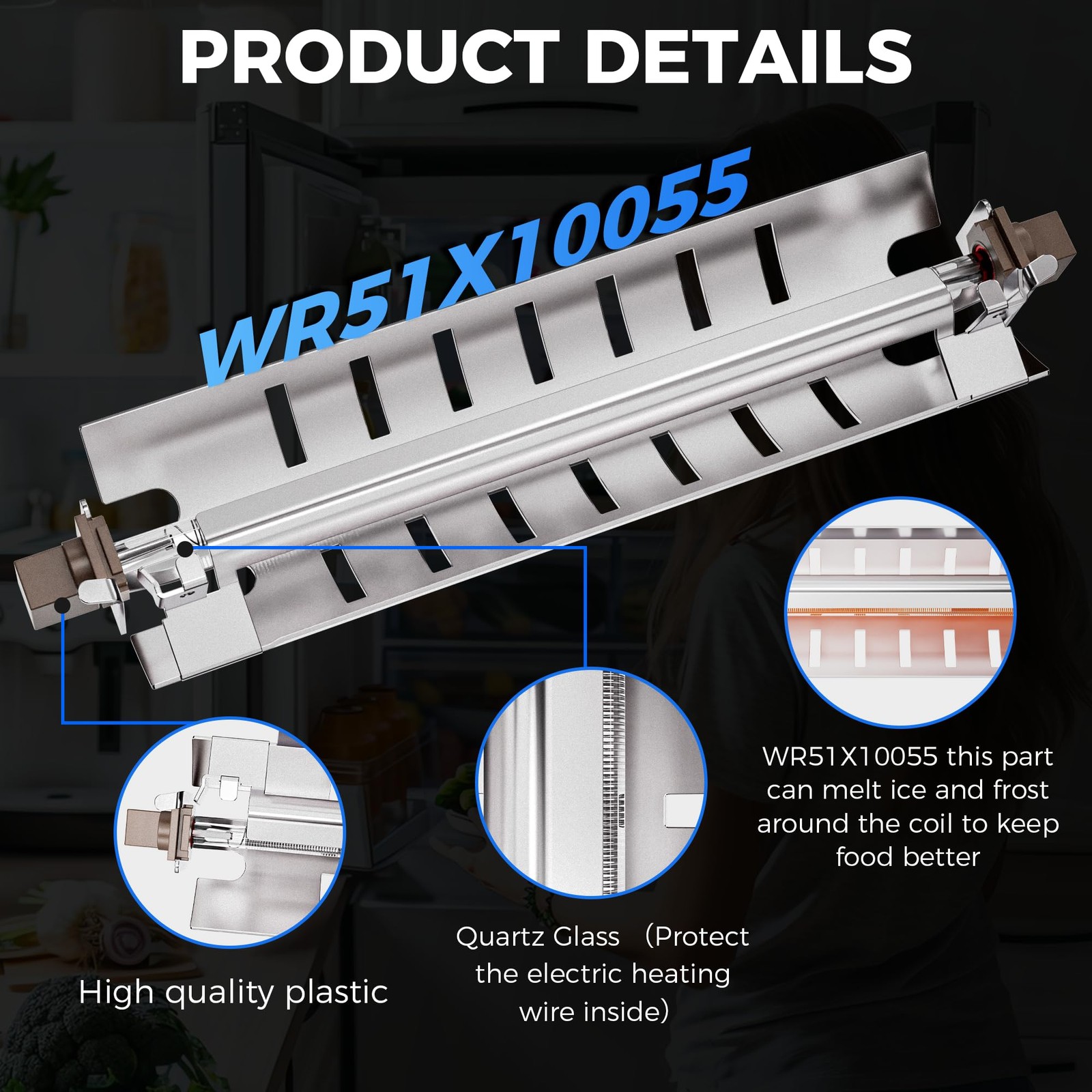 【Upgraded】 WR51X10055 Refrigerator Defrost Heater Kit, Temperature Sensor…