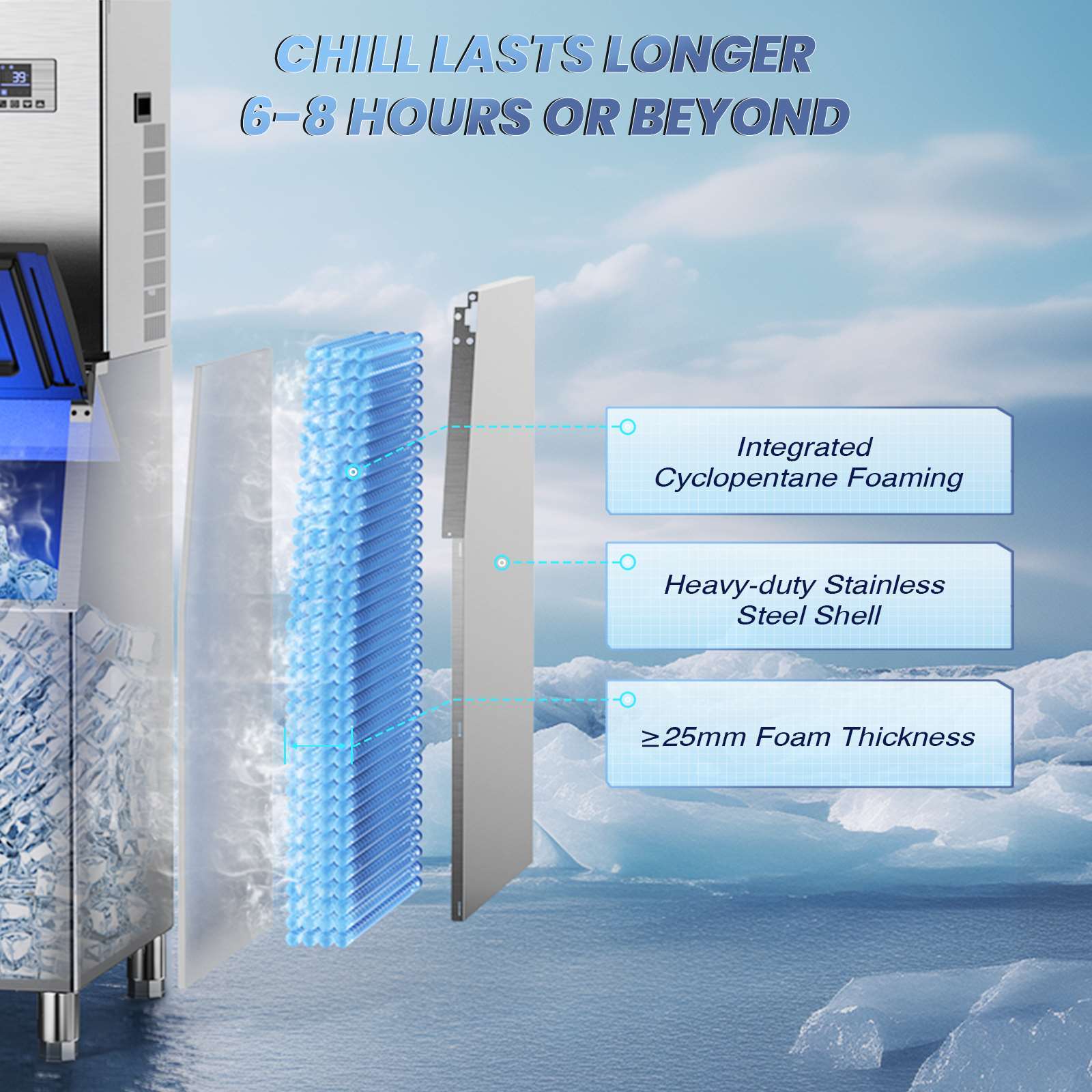 Air Cooling Commercial Ice Maker Machine 500LBS/24H with 360LB Large Storage Bin