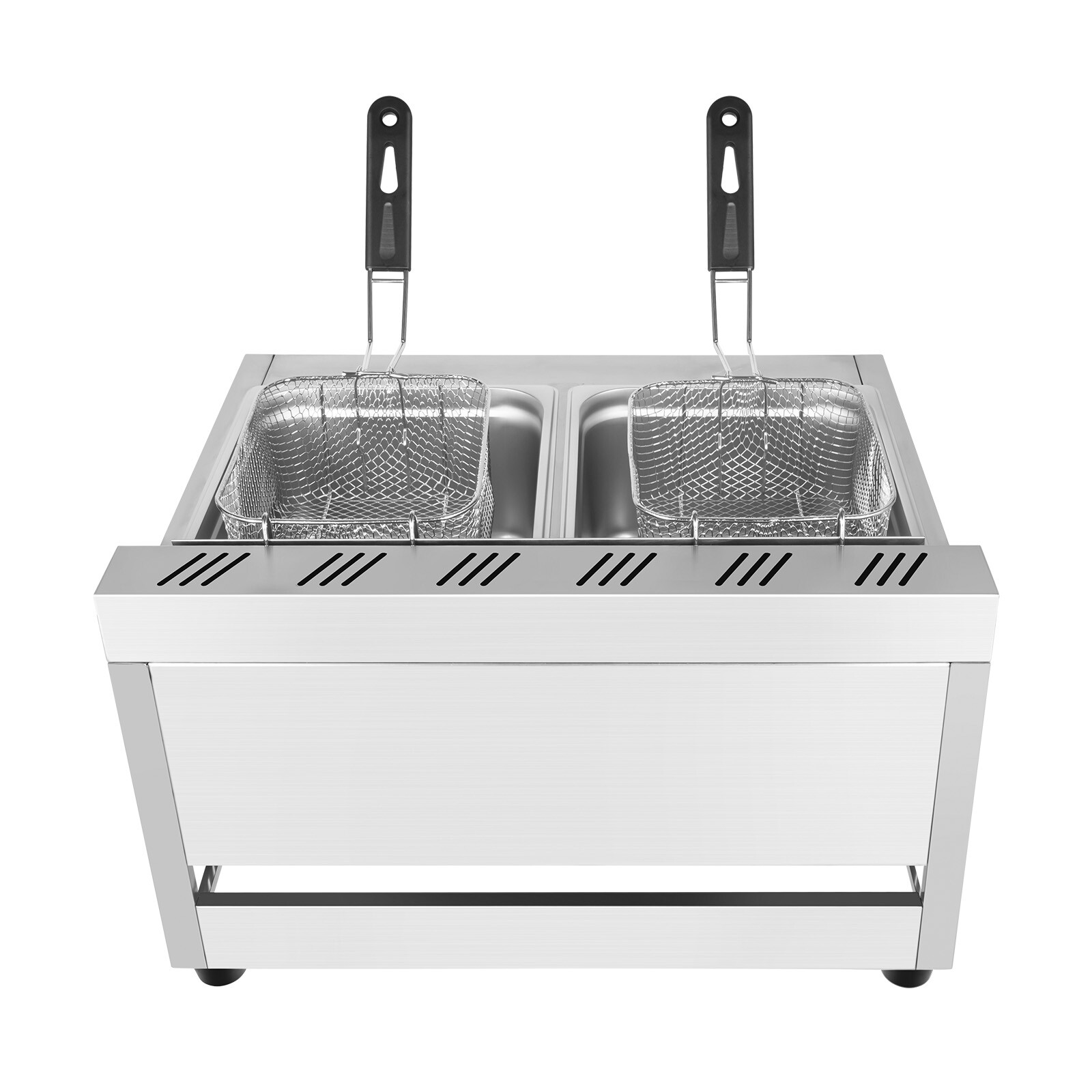 Countertop Gas Deep Fryer Propane Gas Stainless Steel Outdoor Use Round 2 Burner