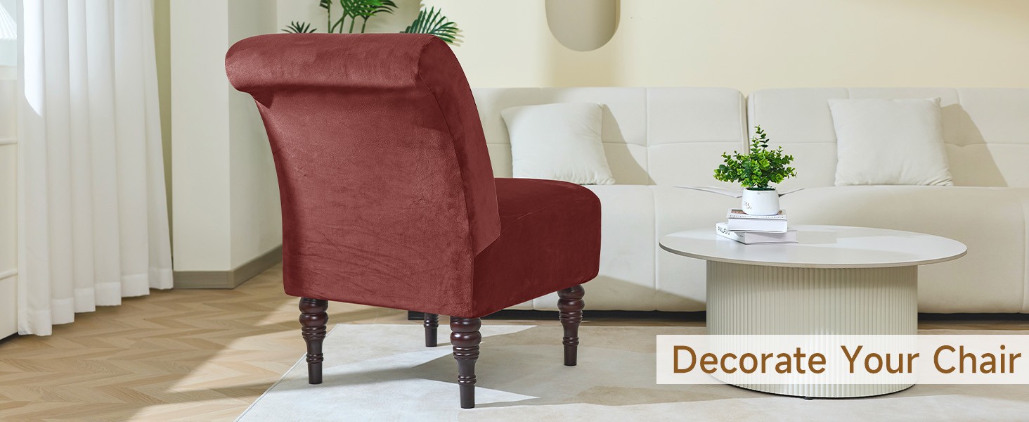 Velvet Armless Accent Chair Cover, Soft Stretch Accent Chair Slipcovers Without