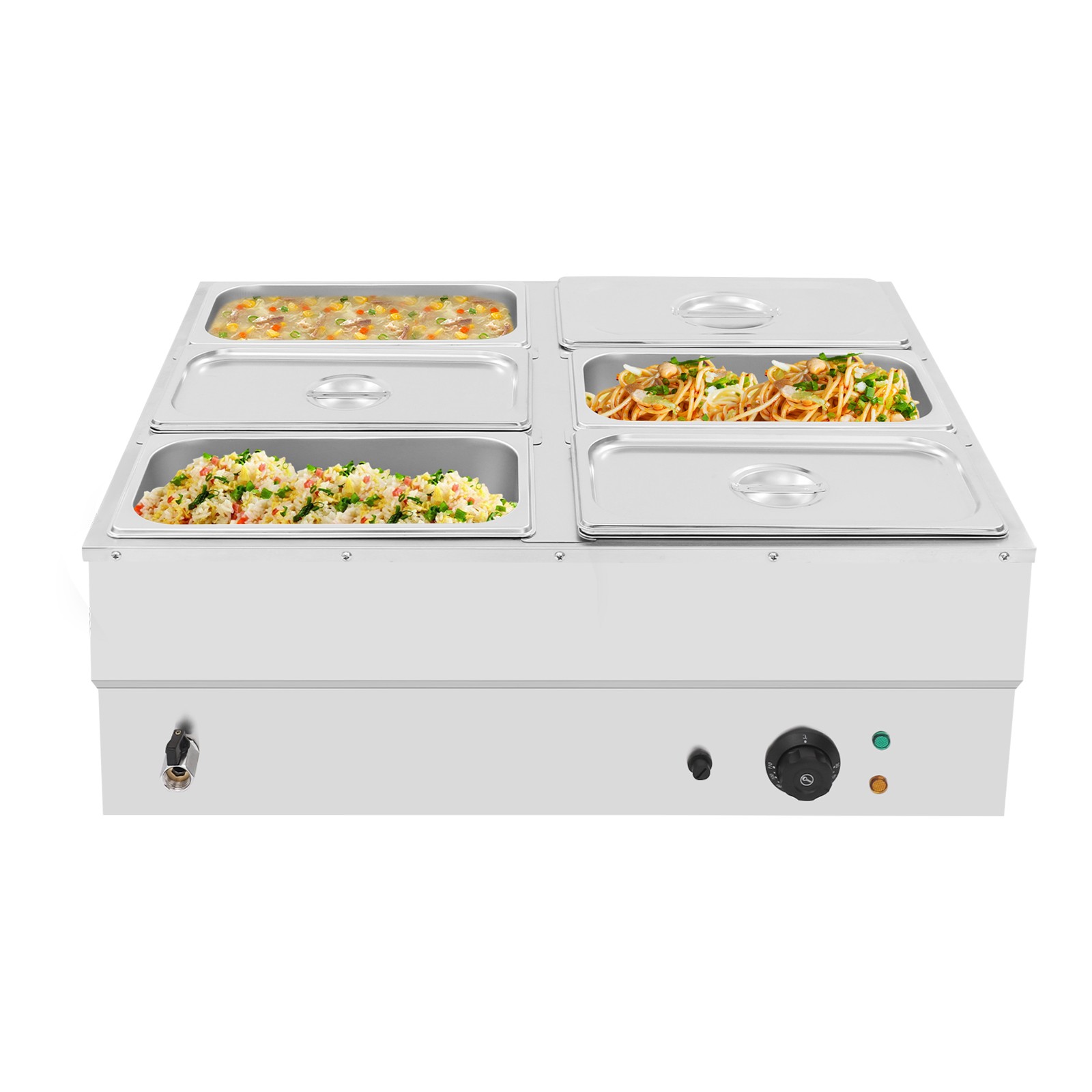 Stainless Steel Soup Warmer Electric Food Warmer 6-Pan Commercial Food Warmer