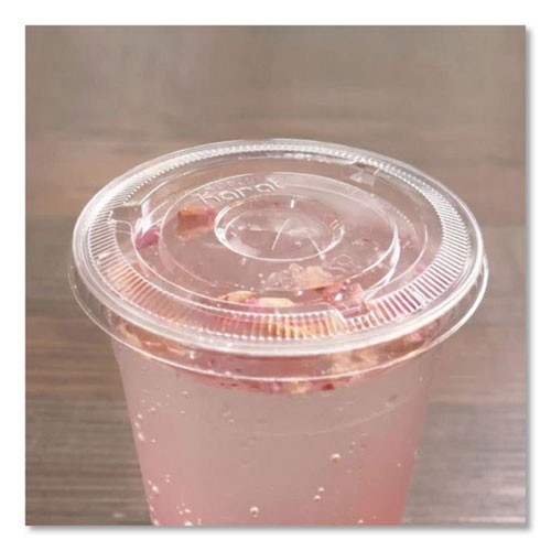 Karat PET Lids, Flat with Straw Slot, Fits 12-24 oz Cups, Plastic, 1,000/CT
