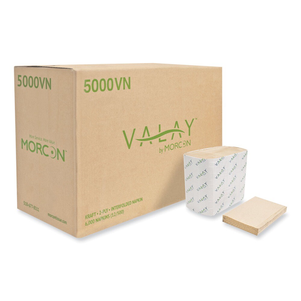 Morcon Paper 5000VN Valay 2-Ply Interfolded Napkins – Kraft (6,000/CT) New