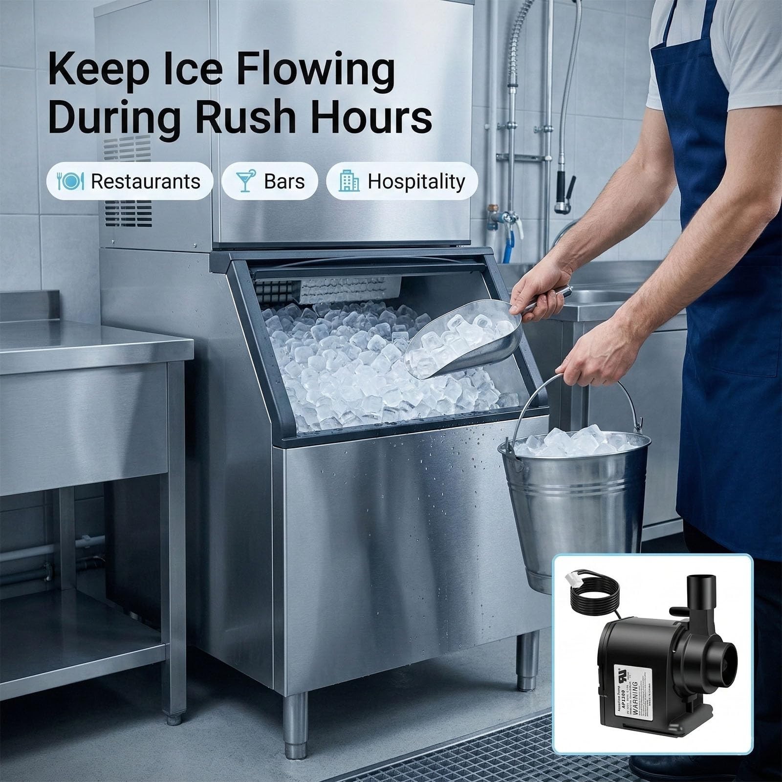 Commercial Ice Maker Water Pump 120V, Upgraded Submersible Pump for HZB Models