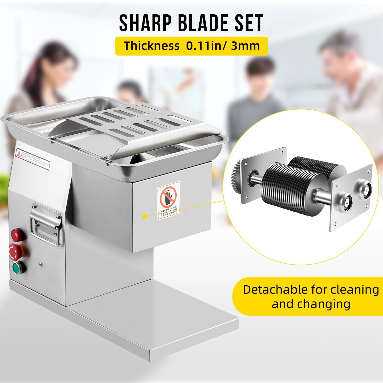 Commercial Stainless Steel Meat Slicer Cutting Machine Up to 250kg(551lb)/H