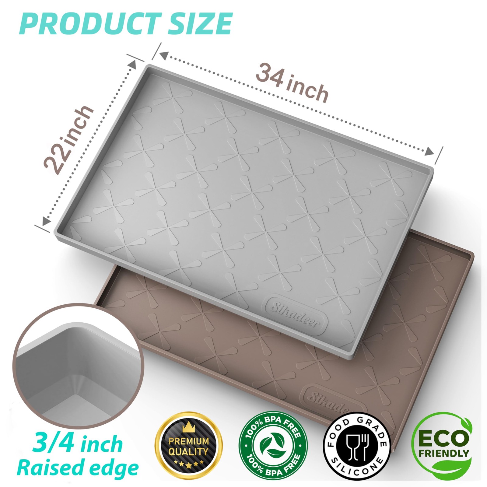SIKADEER 36-Inch Under Sink Mat Flexible Waterproof Silicone Cabinet Protector