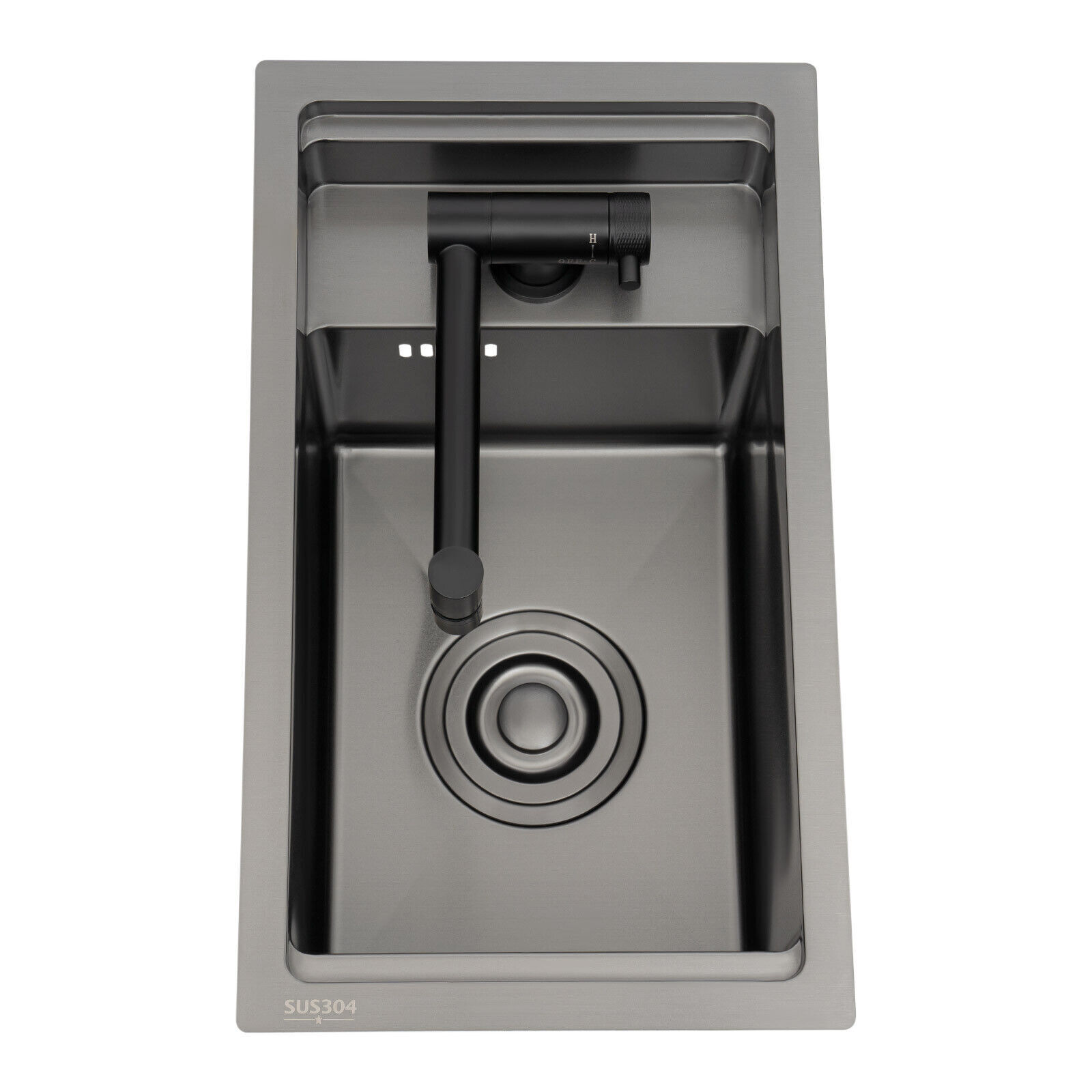 304 Stainless Steel Luxury Single Bowl For Kitchen, Bar, Sink w/Foldable Faucet