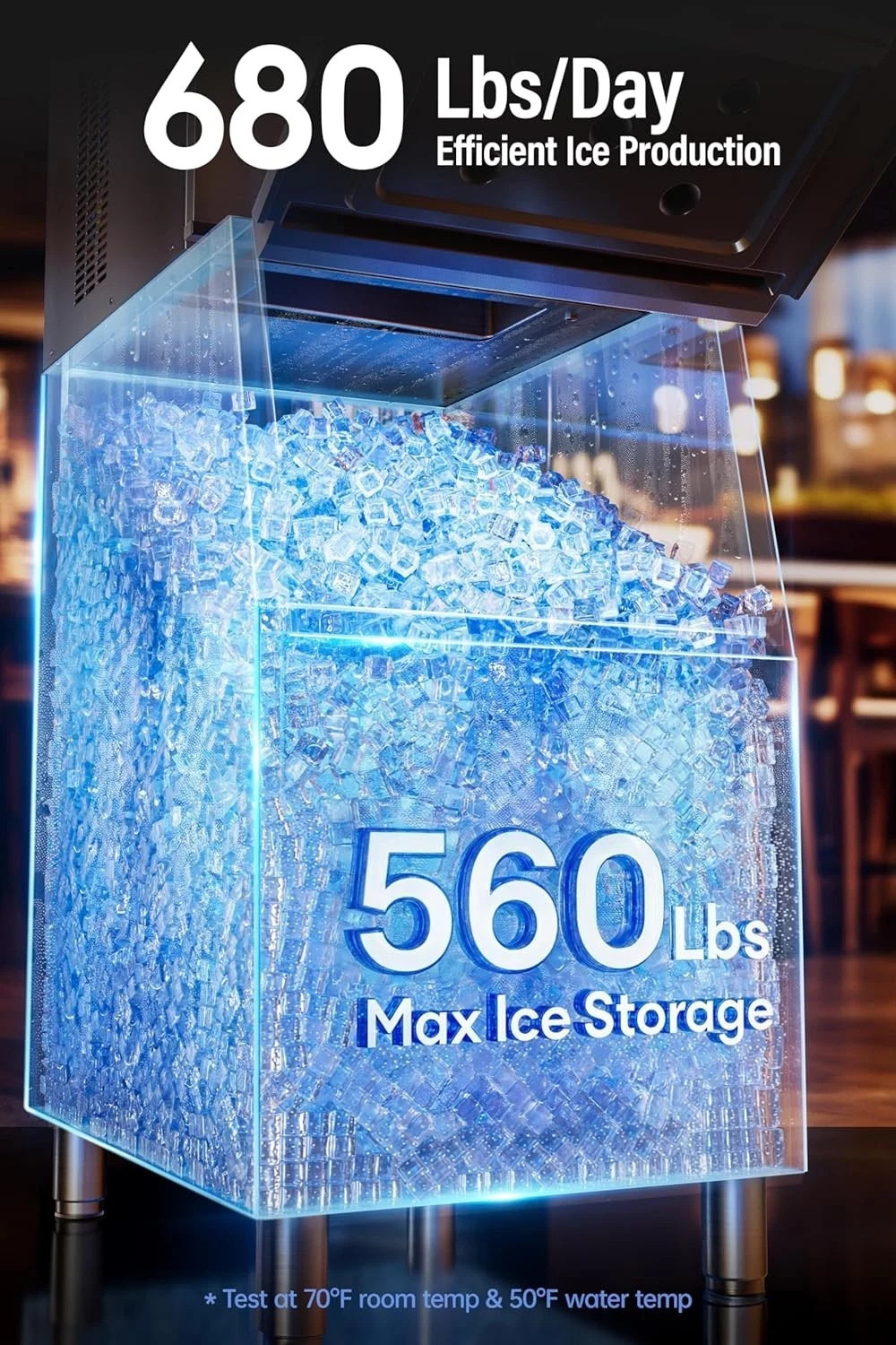 Commercial Ice Maker Machine 680LBS/24H, 1200W Industrial Ice Machine with 560LB