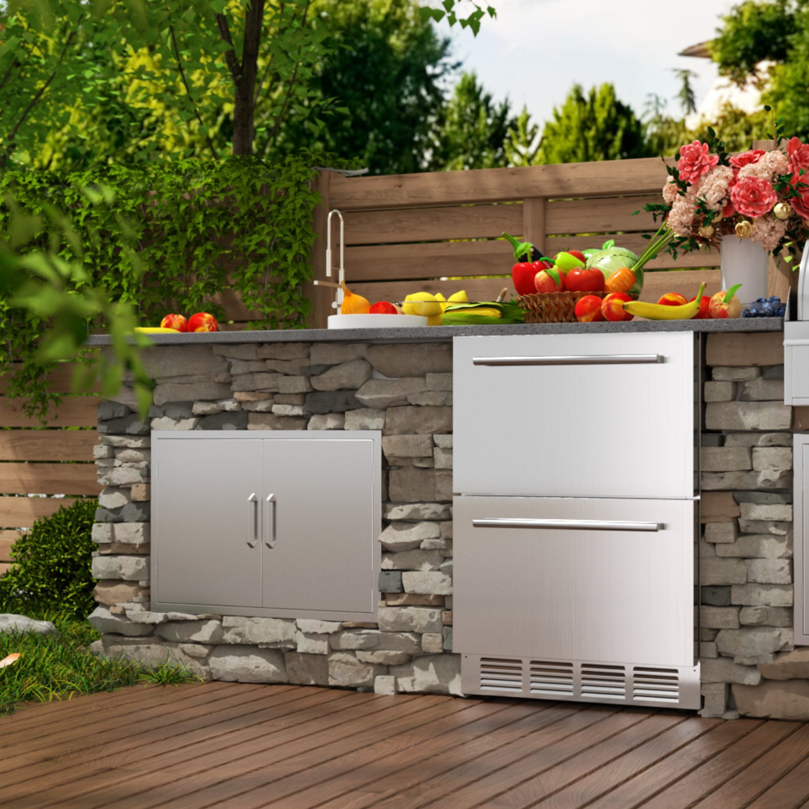 24″ Under Counter Drawer Refrigerator Stainless Steel Dual Drawer Fridge