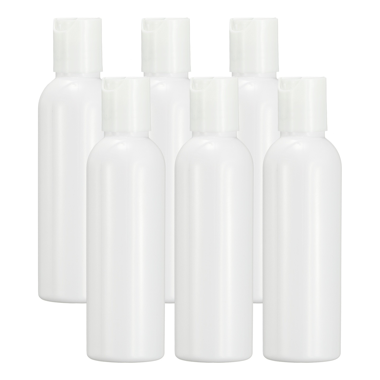 6Pcs 2oz Plastic Travel Bottles, Empty Bottles with White Top Caps, White