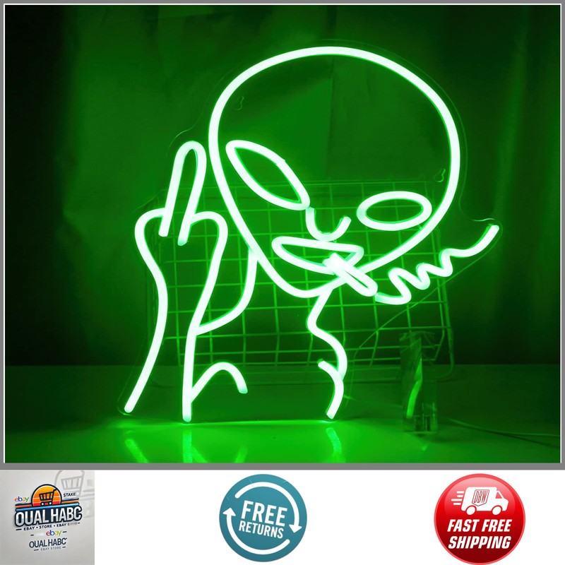 Green Alien LED Neon Sign Wall Decor for Bar Pub Man Cave Game Room Party Decor