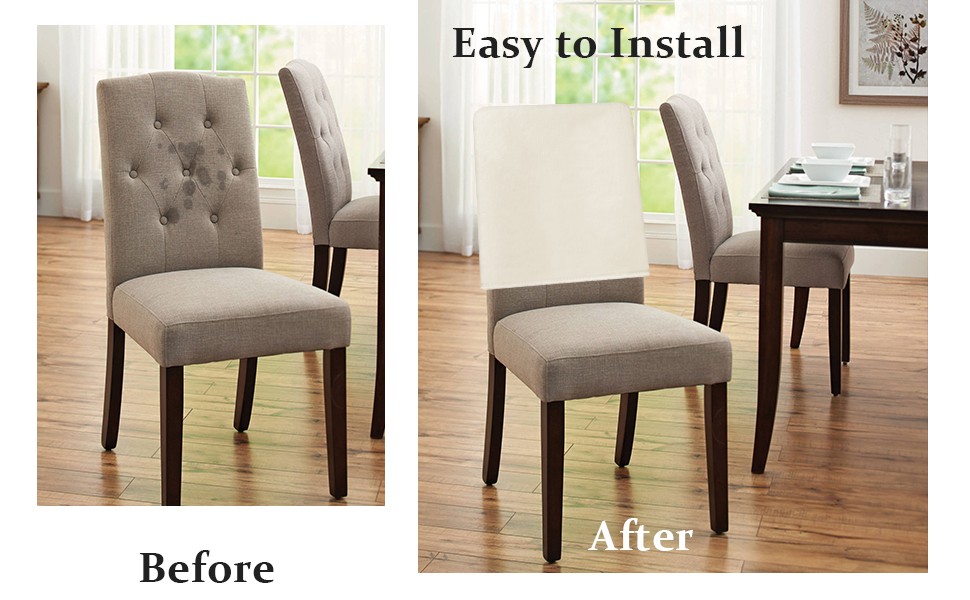 Cream Beige Chair Back Covers for Dining Room, Farmhouse Solid Cream Color Linen