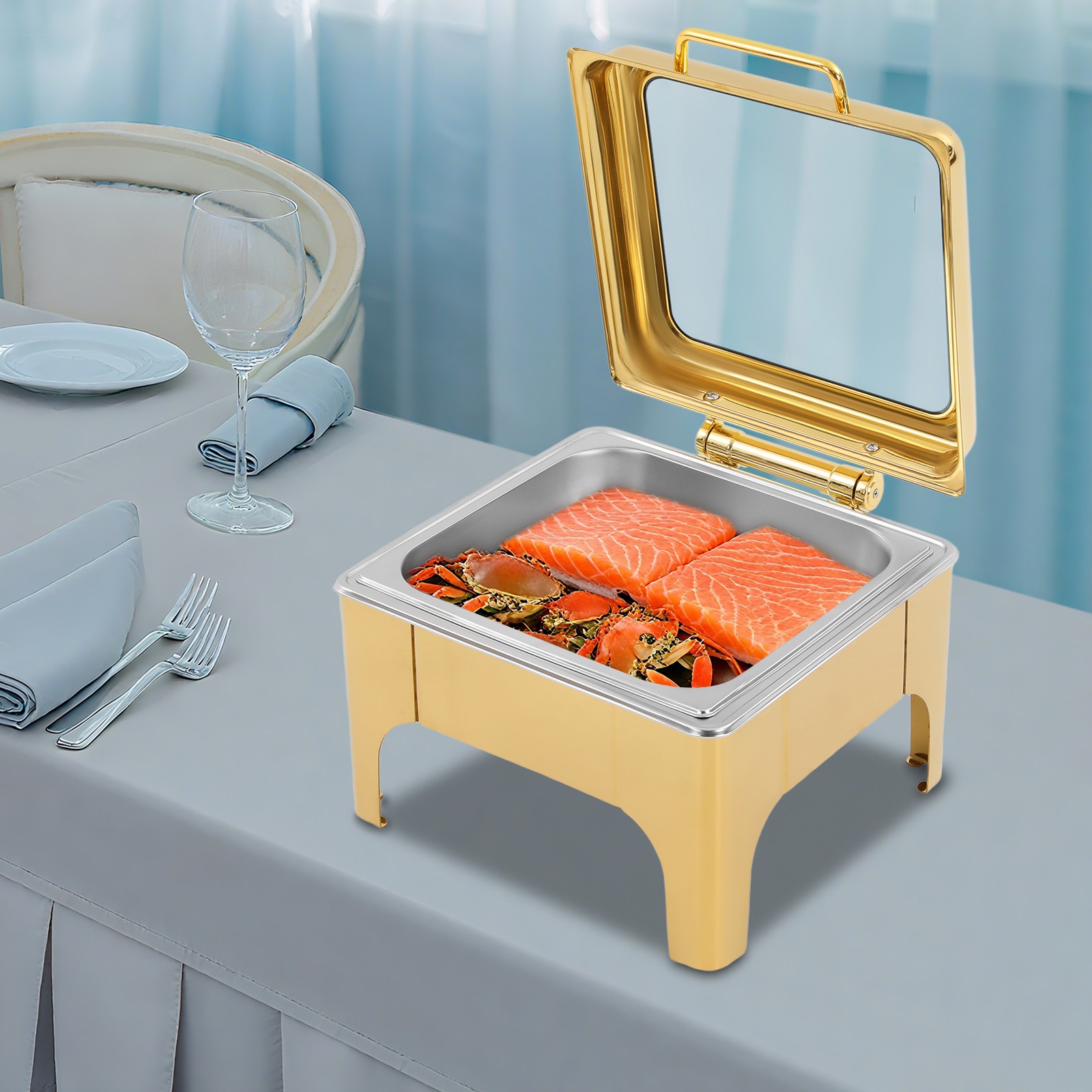 Buffet Chafing Dish Set Stainless Steel Food Warmer 6L Buffet Warmer 6L/6.34Qt