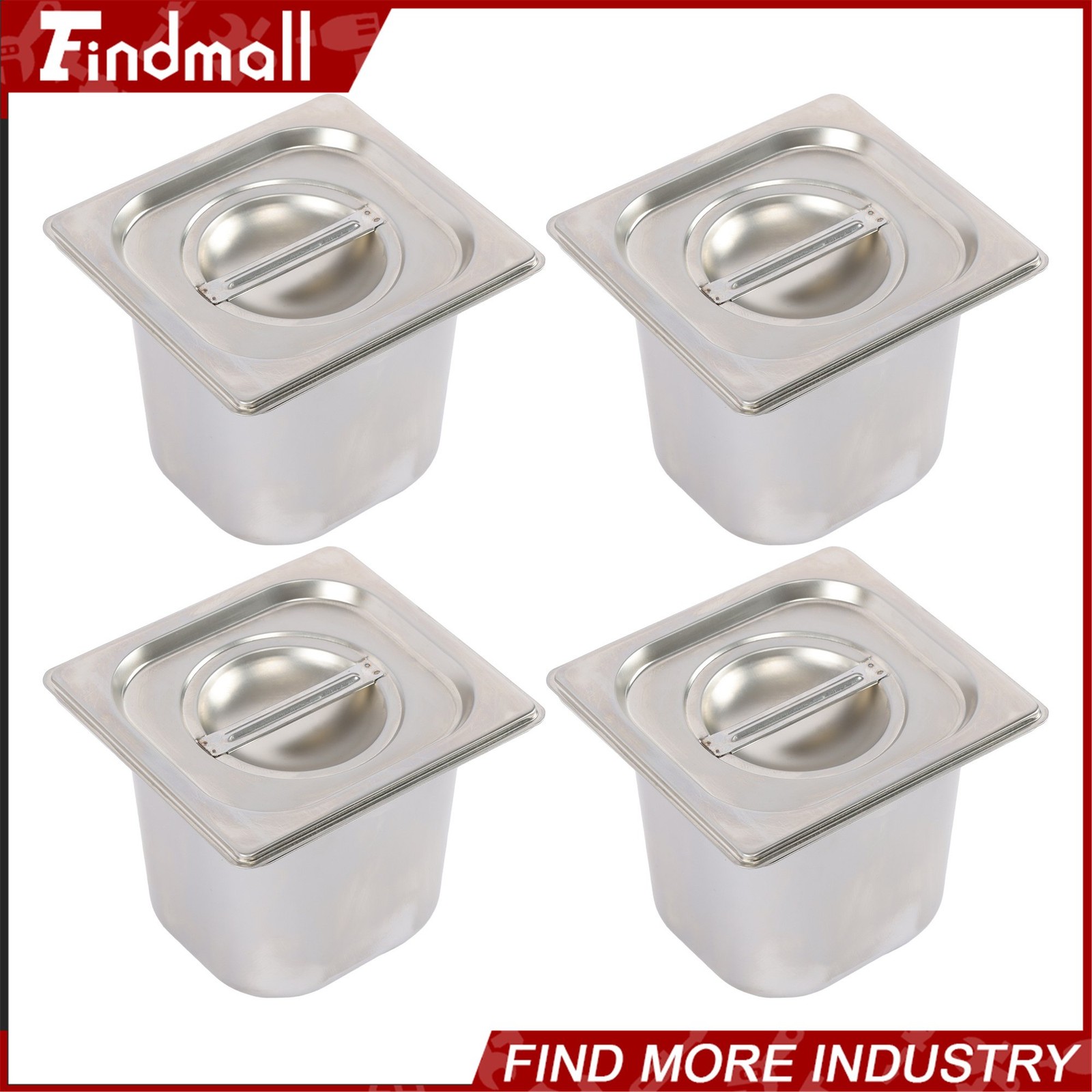 Findmall 4 Pack 6″ Deep Steam Table Pan Hotel Pans Food Prep Stainless Steel