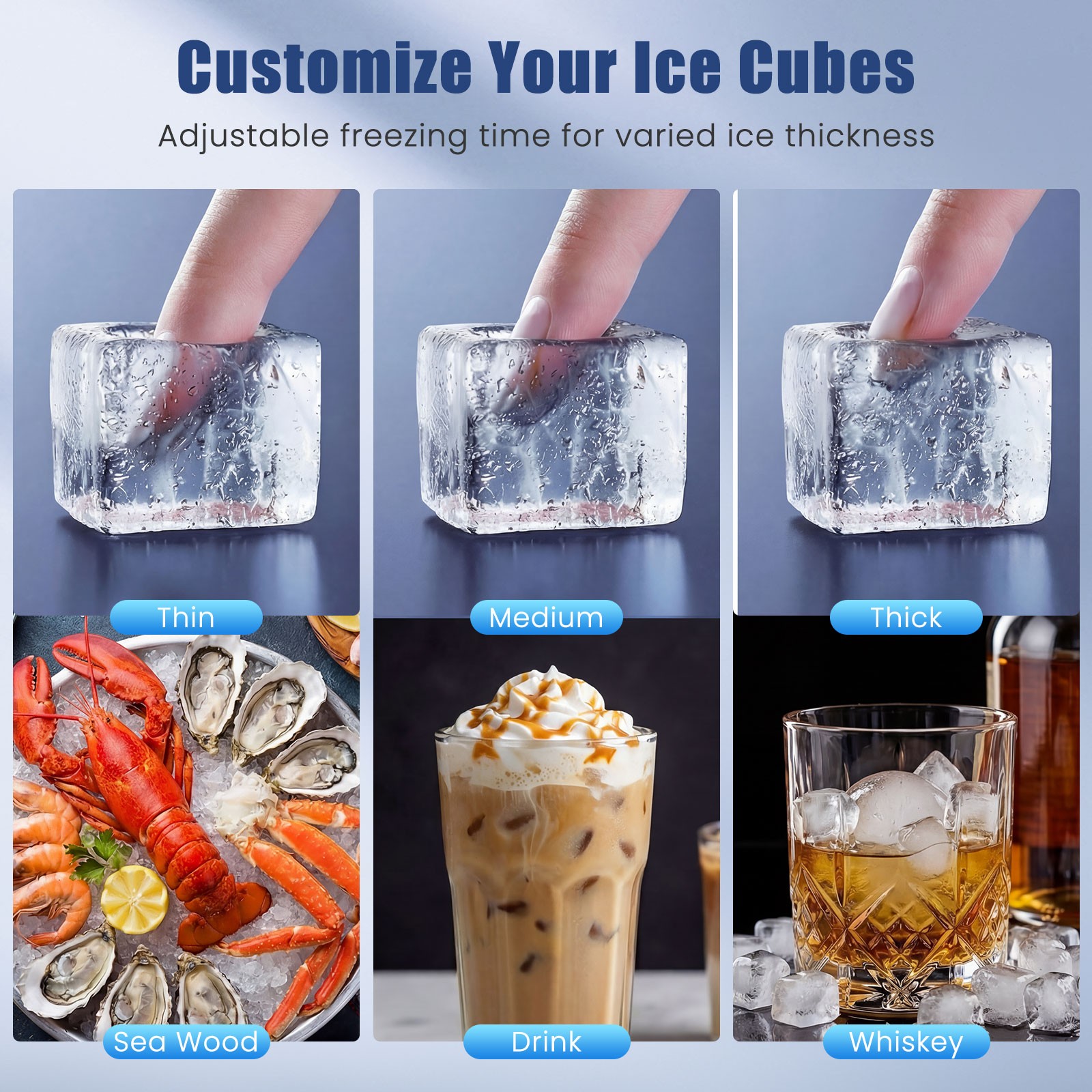 Commercial Ice Maker 110 lbs/24H, Stainless Steel Ice Machine w/25 lbs Capacity