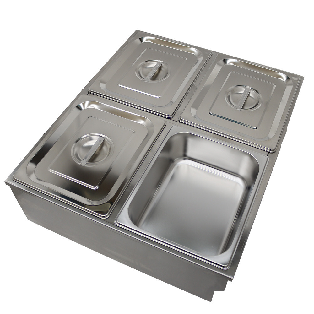 Commercial Stainless steel Squarish 4-Pan 1/2 Size Buffet Food Warmer 110V 1.5KW