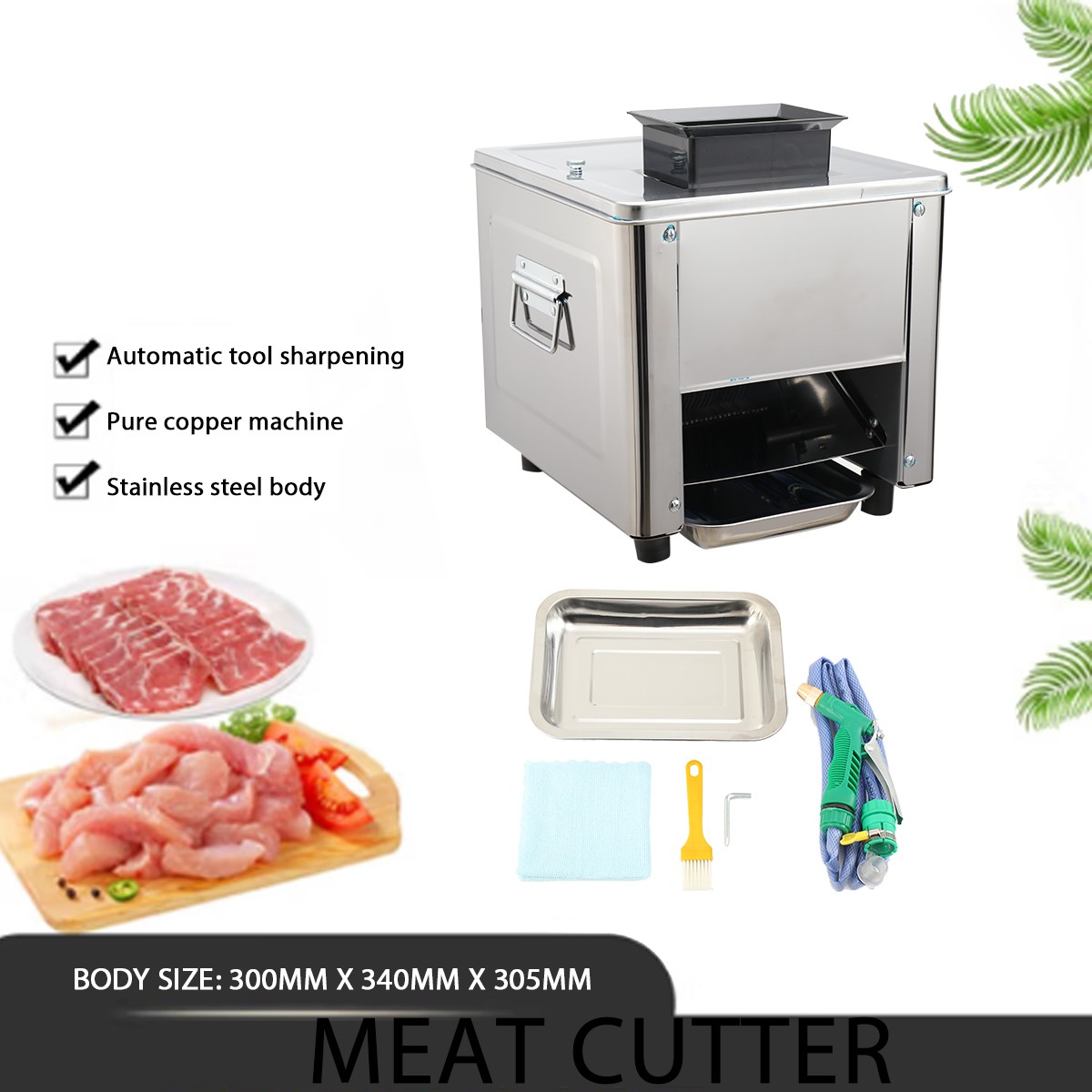 Meat Slicer Commercial 850W Stainless Steel Automatic Meat Cutting Machine