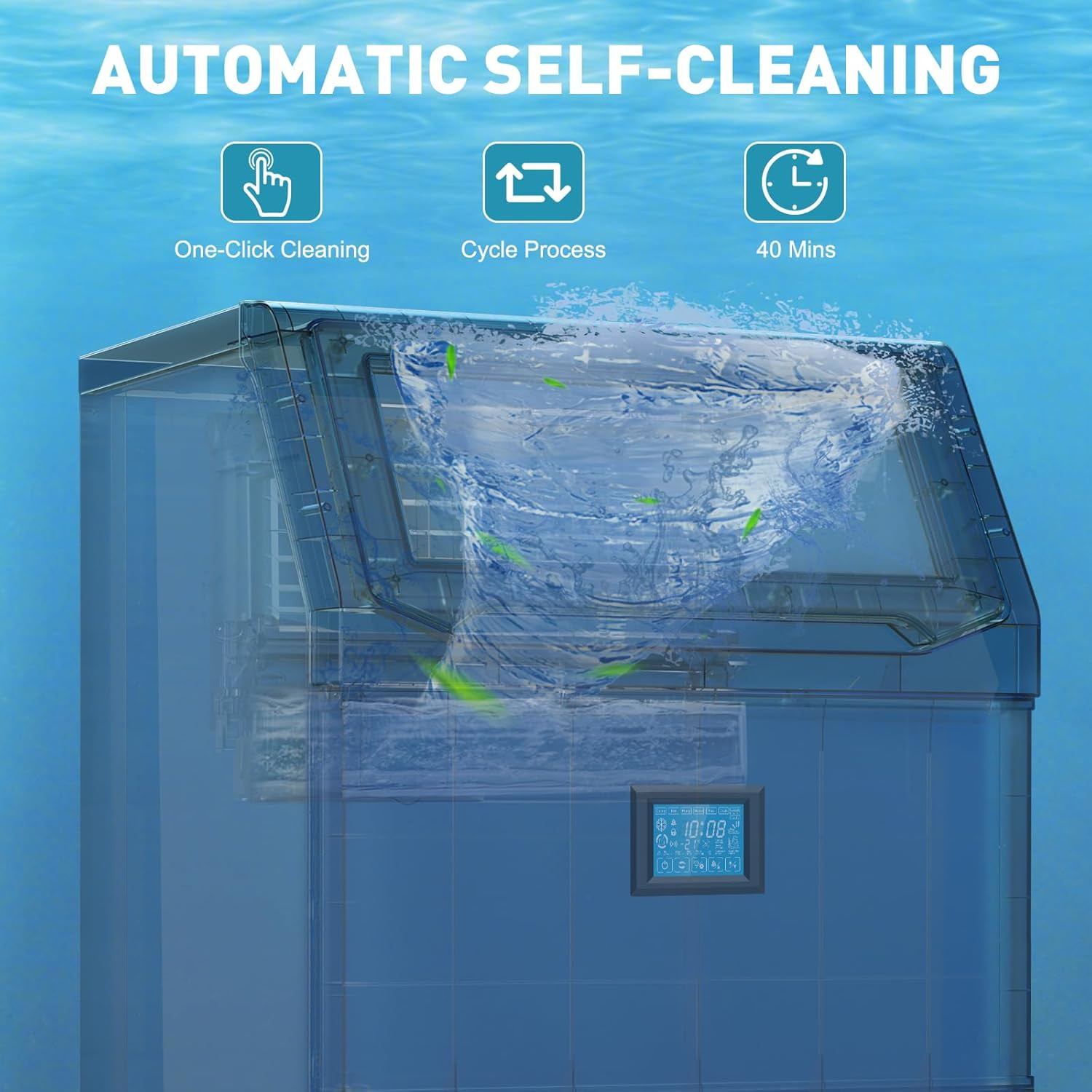 High Capacity Commercial Ice Maker 550LBS/24H with 185LBS Storage Bin