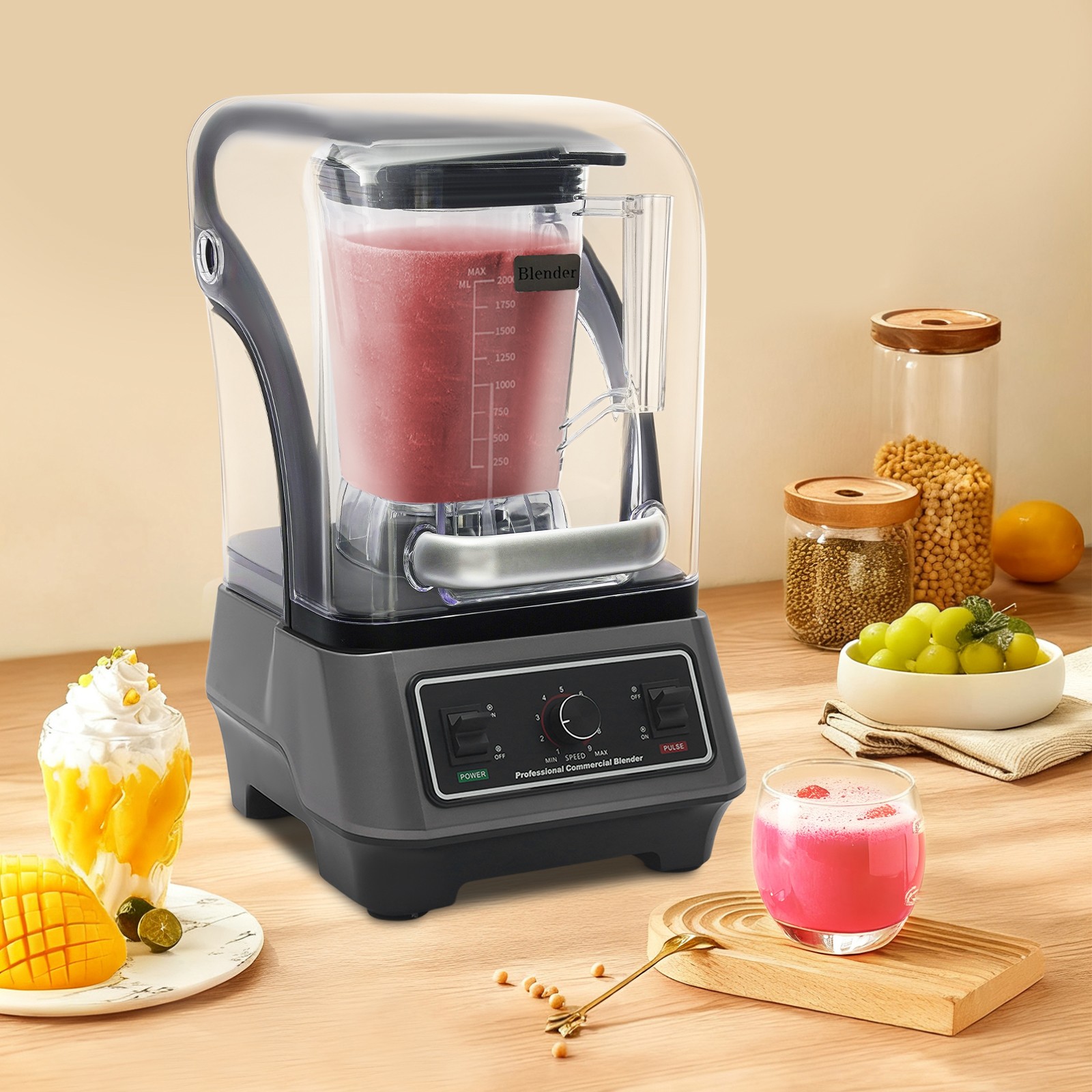 Multifunctional Blending Machine, Blender with Thick Shield, Commercial Blender