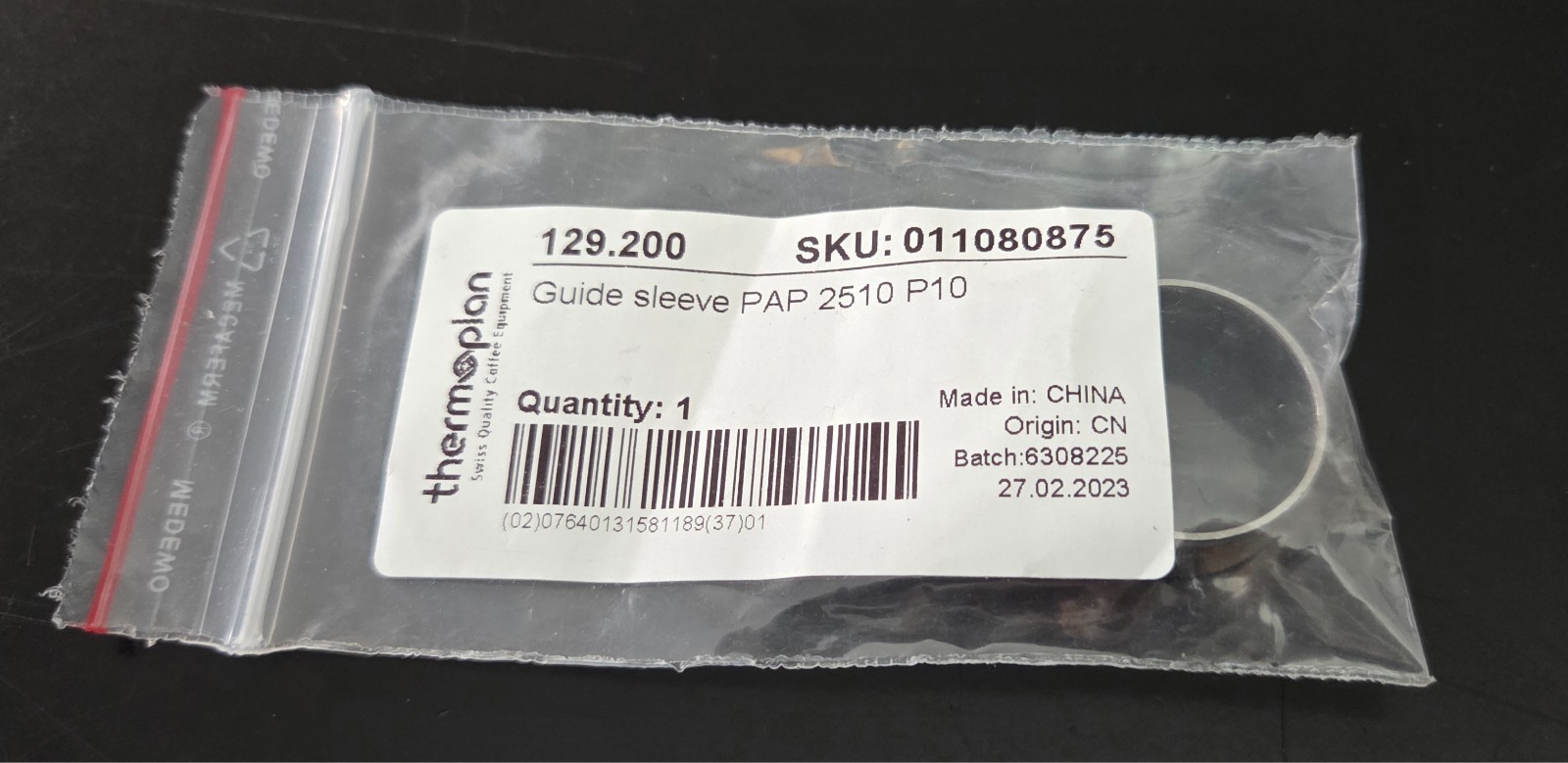Thermoplan 129.200 Guide Sleeve PAP 2510 P10 (Parts Town # 41500.1225)