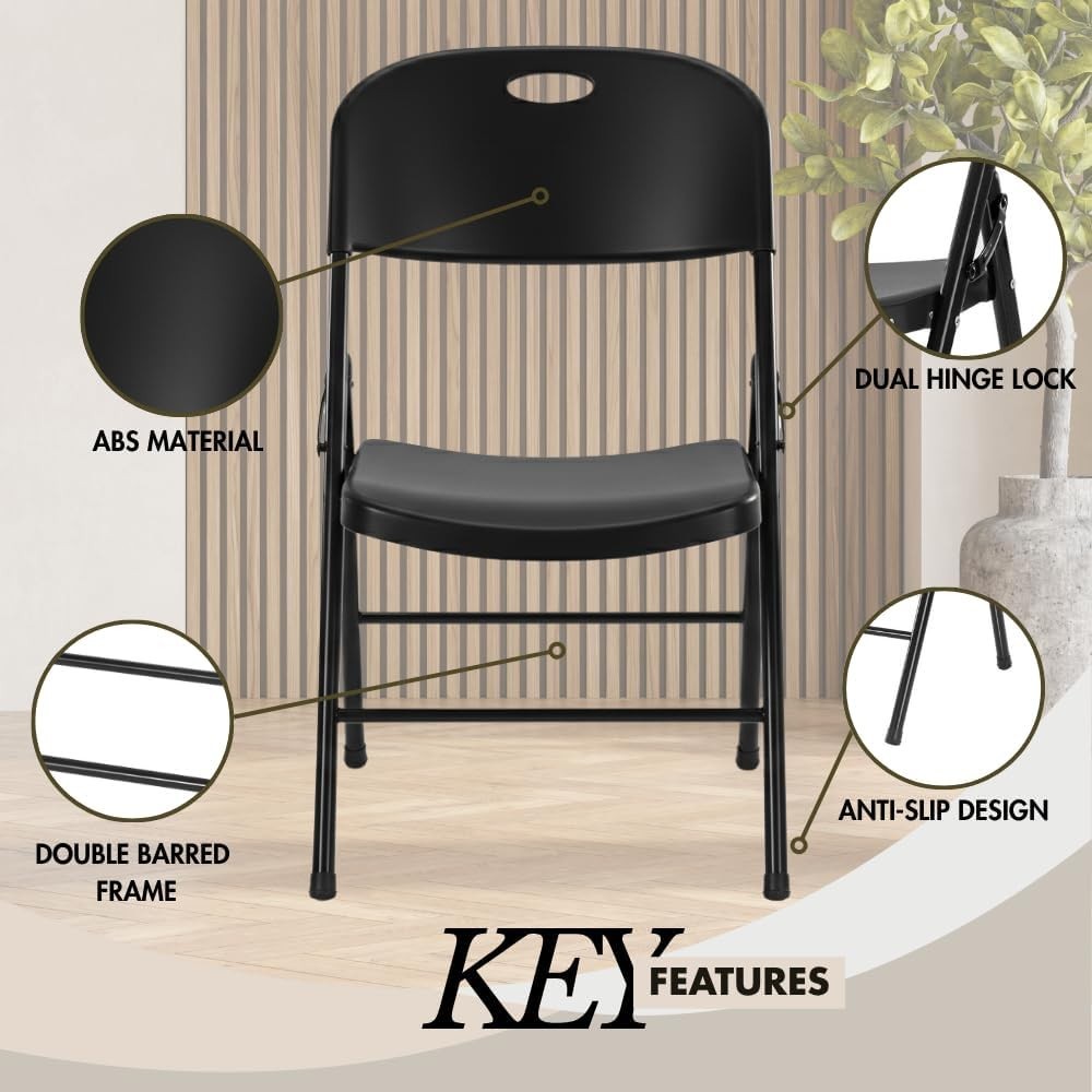 2-Pack Heavy Duty Plastic Folding Chair, 450 lbs Capacity Foldable Chairs