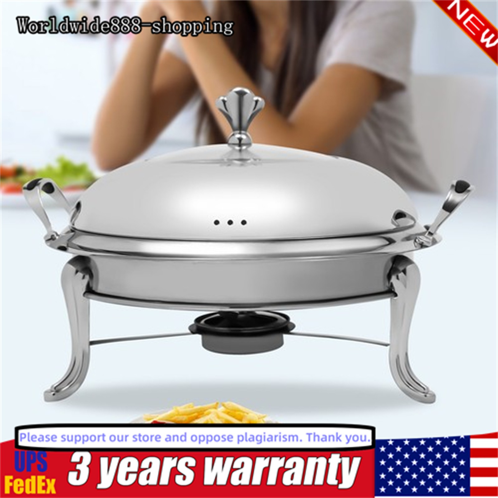 2.5L Round Stainless Steel Chafing Dish Set – Elegant Buffet Warmer