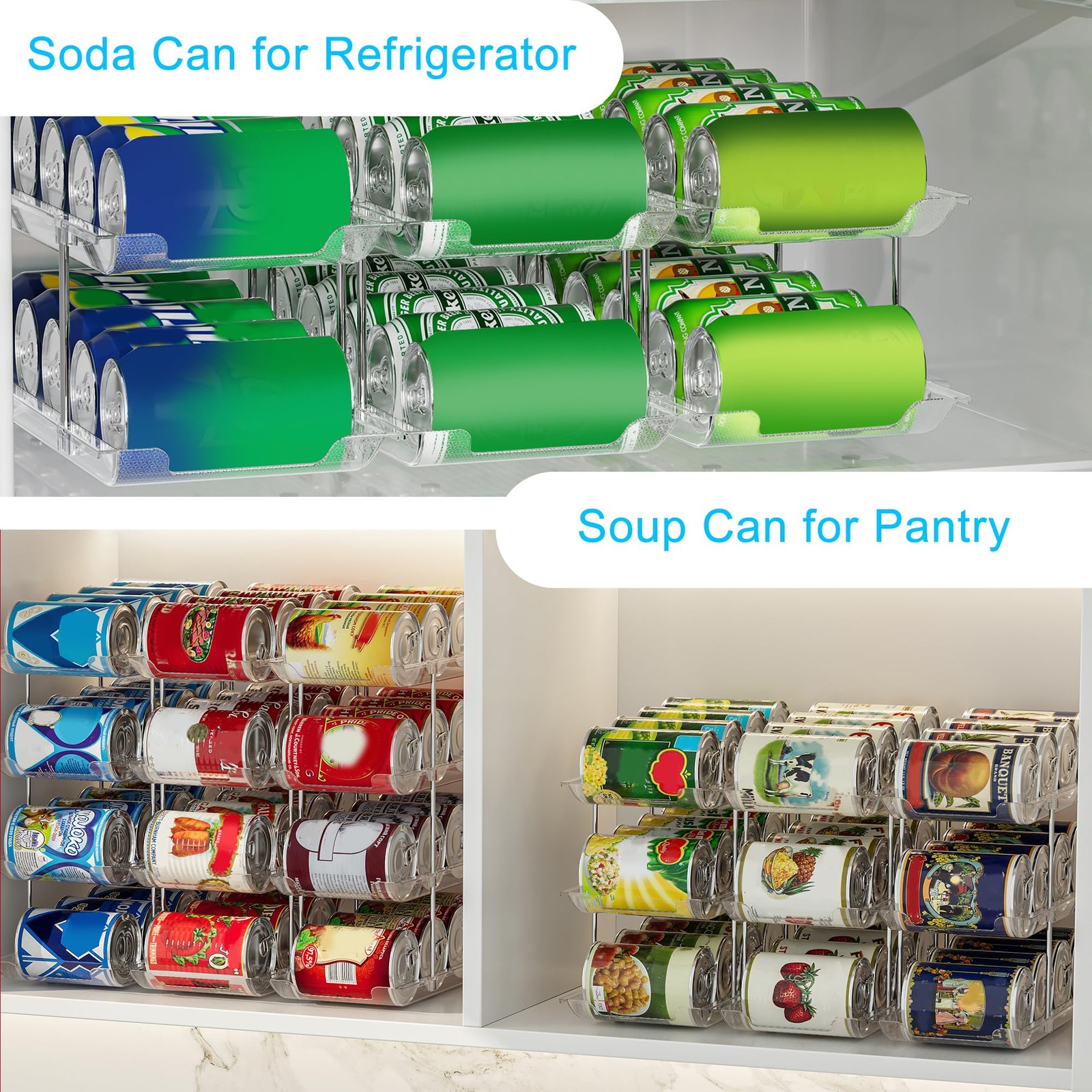STORICANS Can Organizer For Pantry, Adjustable Height And CLear 3 Tier,