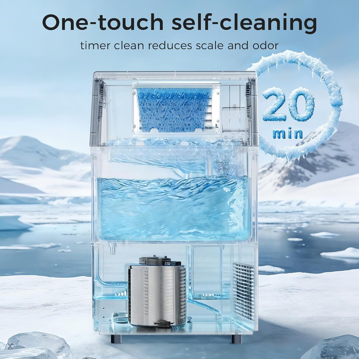 Commercial Ice Maker Machine, 100Lbs/24H under Counter Ice Machine, 45 Clear Ice