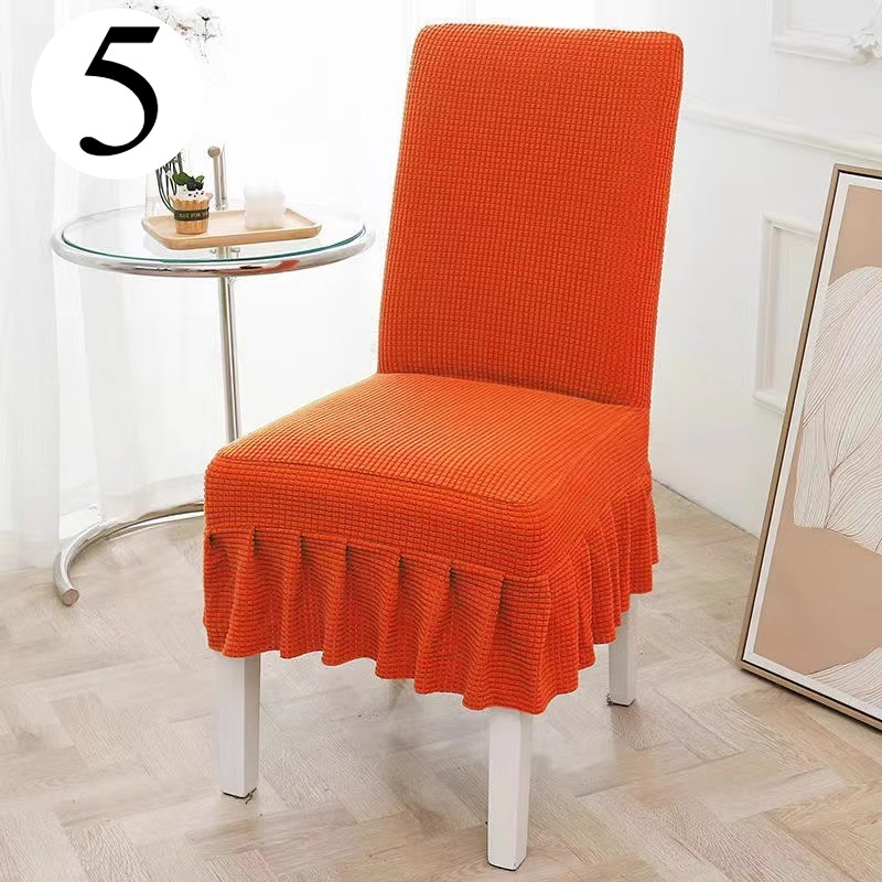 4pcs Universal Elastic Chair Cover One-Piece Chair Seatback Cover Pleated Trim