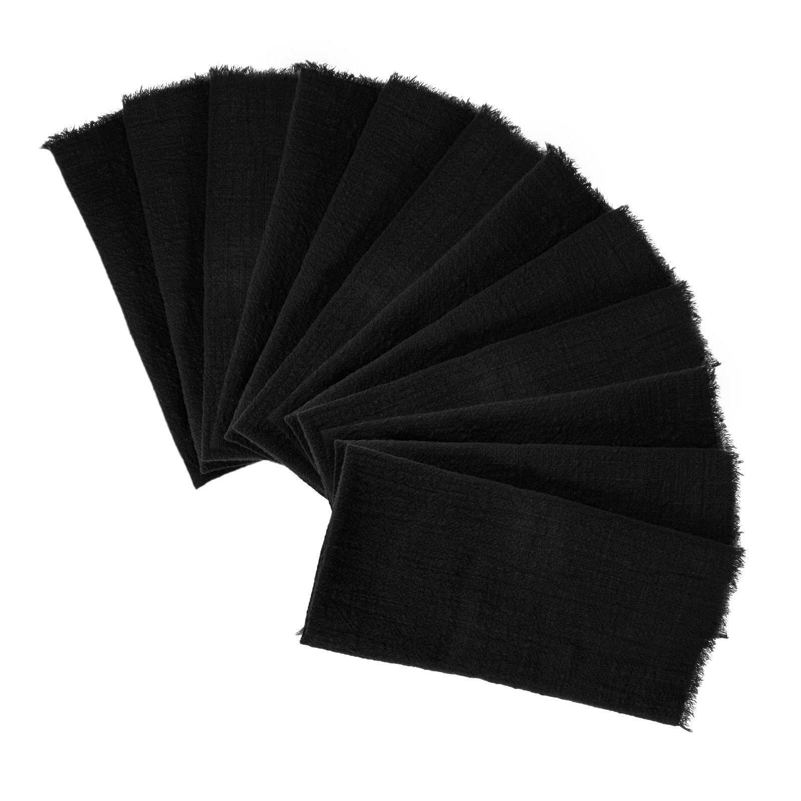 12-Pack 17″ x 17″( L x W ) Cotton Linen Fall Napkins with Fringe [Black]