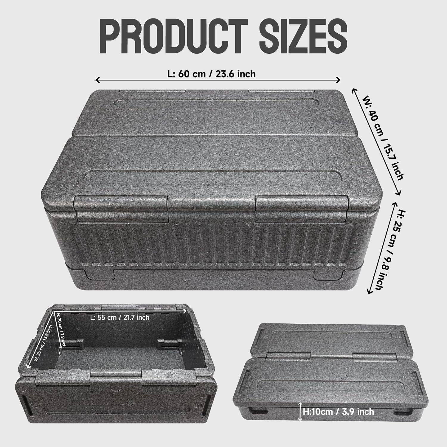 Gray Flip down Top Loading EPP Insulated Food Pan Carrier, 8″ Deep Full-Size Pan