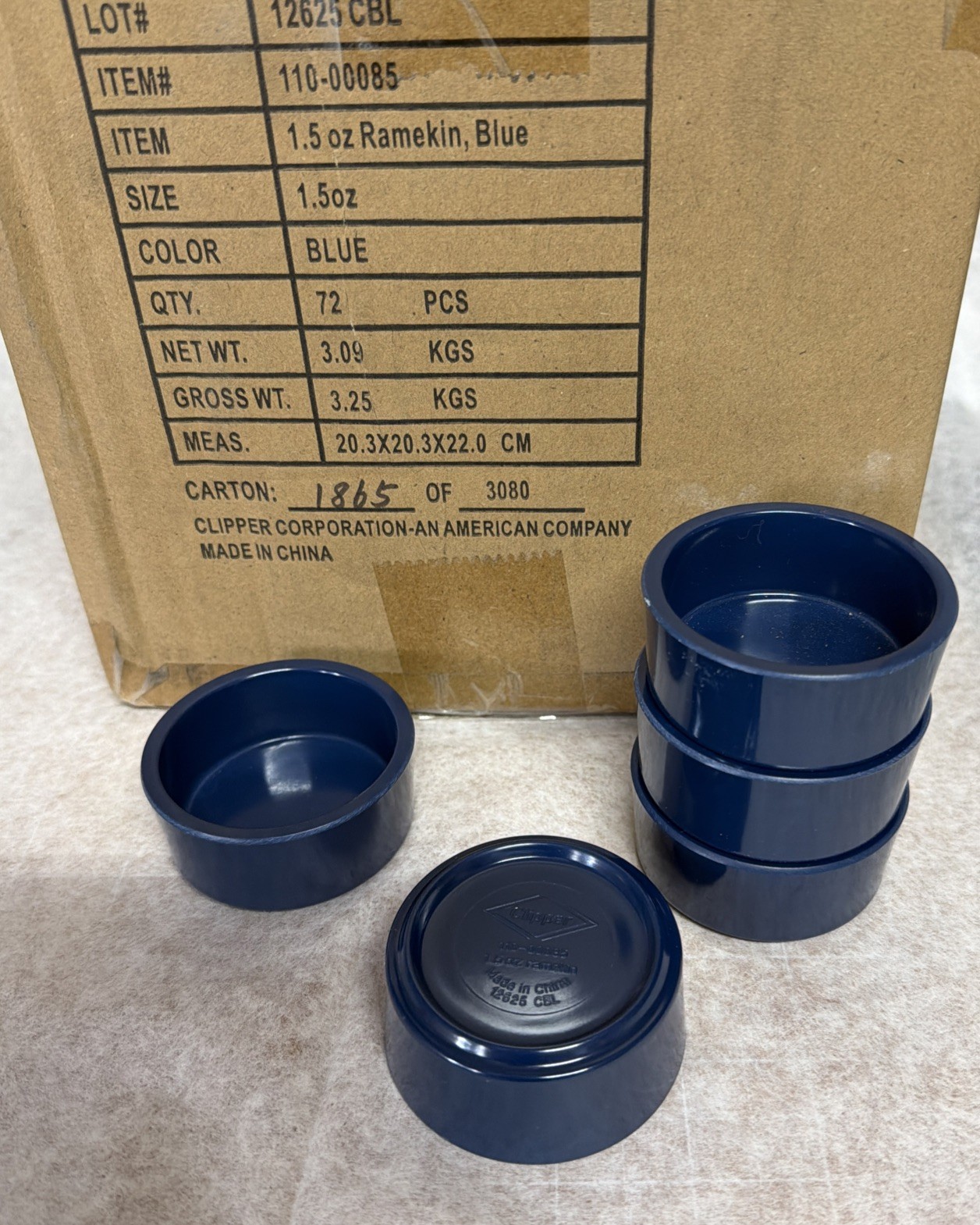 Clipper 1.5 oz Ramekin Blue Melamine Cup – Sauce Salsa Condiment Dip Case Of 72