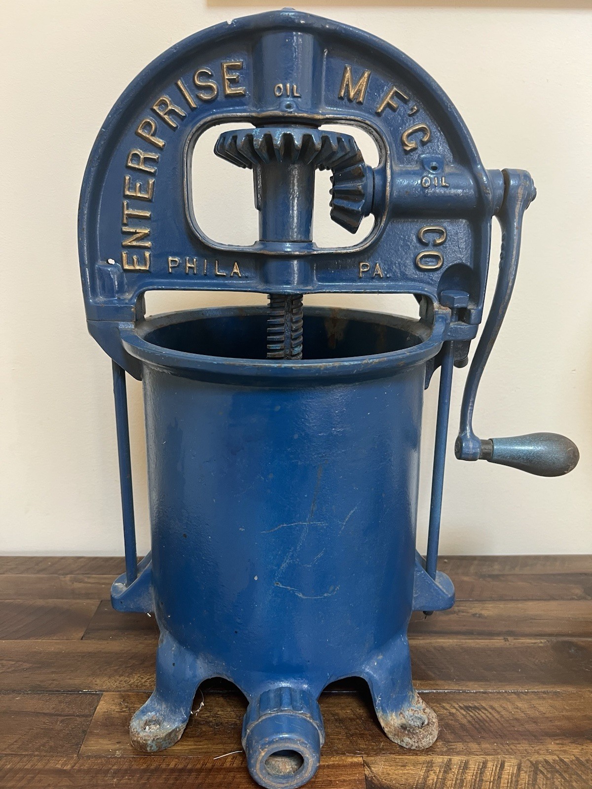 Enterprise Mfg Co Cast Iron Sausage Stuffer Fruit Press Blue Farmhouse Decor
